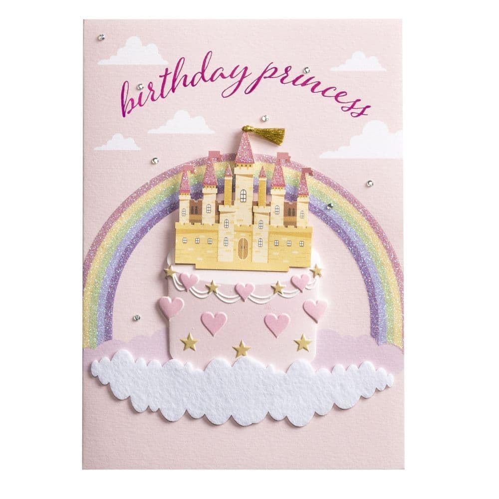 Princess Birthday Cake Card - Elegant Greeting Card for Girls' Birthday Parties, Baby Showers & Special Celebrations