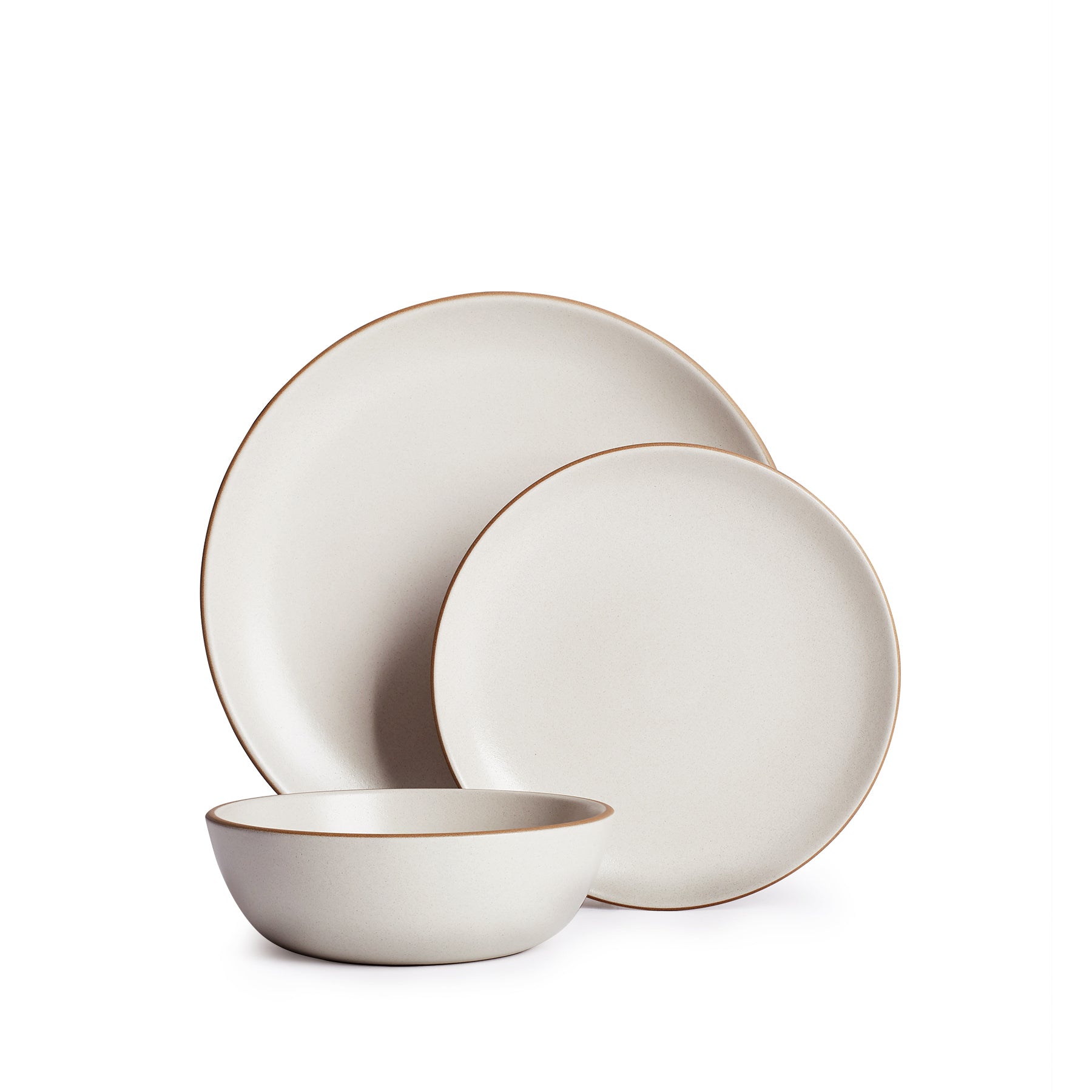 3-Piece Sand-Colored Dinnerware Set - Elegant Plates, Bowls & Mugs for Dining, Entertaining & Everyday Use
