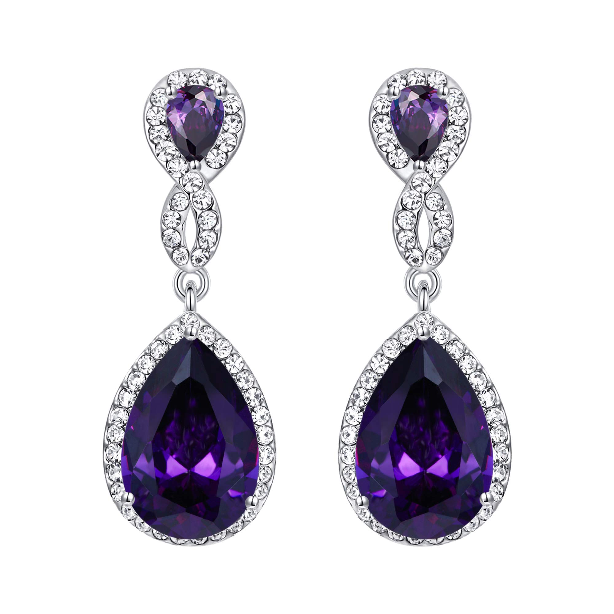 EVER FAITH Cubic Zirconia Wedding Earrings for Women - Austrian Crystal Birthstone 8-Shape Infinity Dangle Earrings - Perfect for Brides, Bridal Parties & Anniversary Gifts