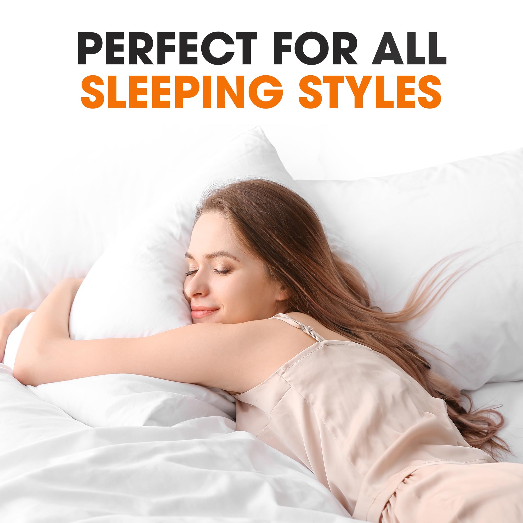 Premium Down Alternative Bed Pillows Set of 4 - Hotel Quality Standard Size Soft Pillows for Side, Back & Stomach Sleepers | Breathable & Hypoallergenic for Restful Sleep | Perfect for Guest Rooms, Master Bedroom & Airbnb