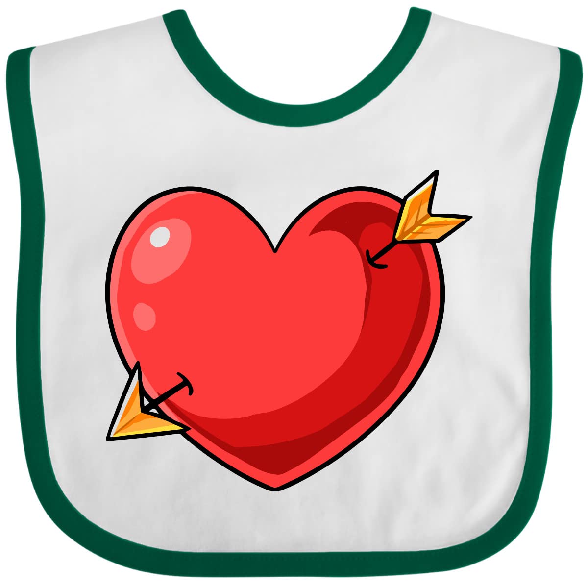 Inktastic Red Heart with Arrow Baby Bib - Cute & Soft Drool Bib for Infants & Toddlers - Perfect for Feeding, Teething, and Everyday Use - Machine Washable & Durable