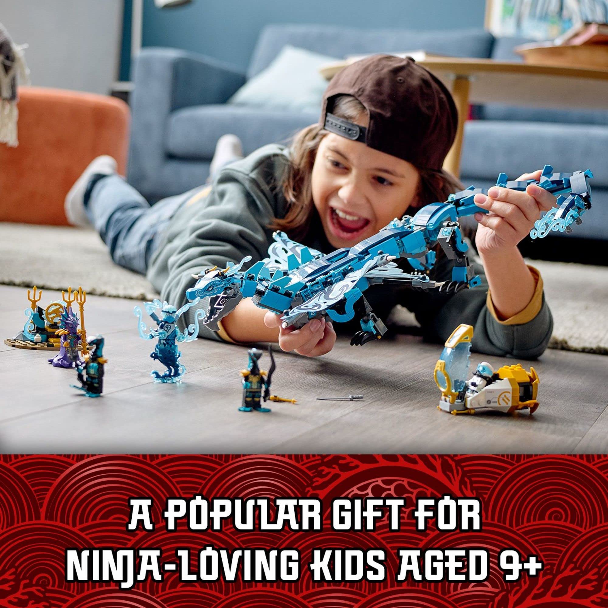 LEGO NINJAGO Water Dragon Building Set 71754 - 5 Ninja Minifigures with Weapons, Creative Construction Toy for Kids Ages 9+ | Perfect Birthday Gift for Boys & Girls | Role Play & Collectible Display
