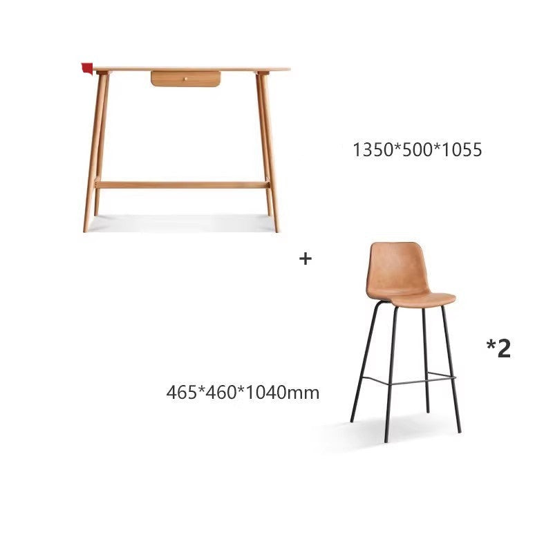 Solid Oak and Cherry Wood Bar Table - Rustic Pub Style Counter Height Table for Kitchen, Dining Room, or Home Bar Decor