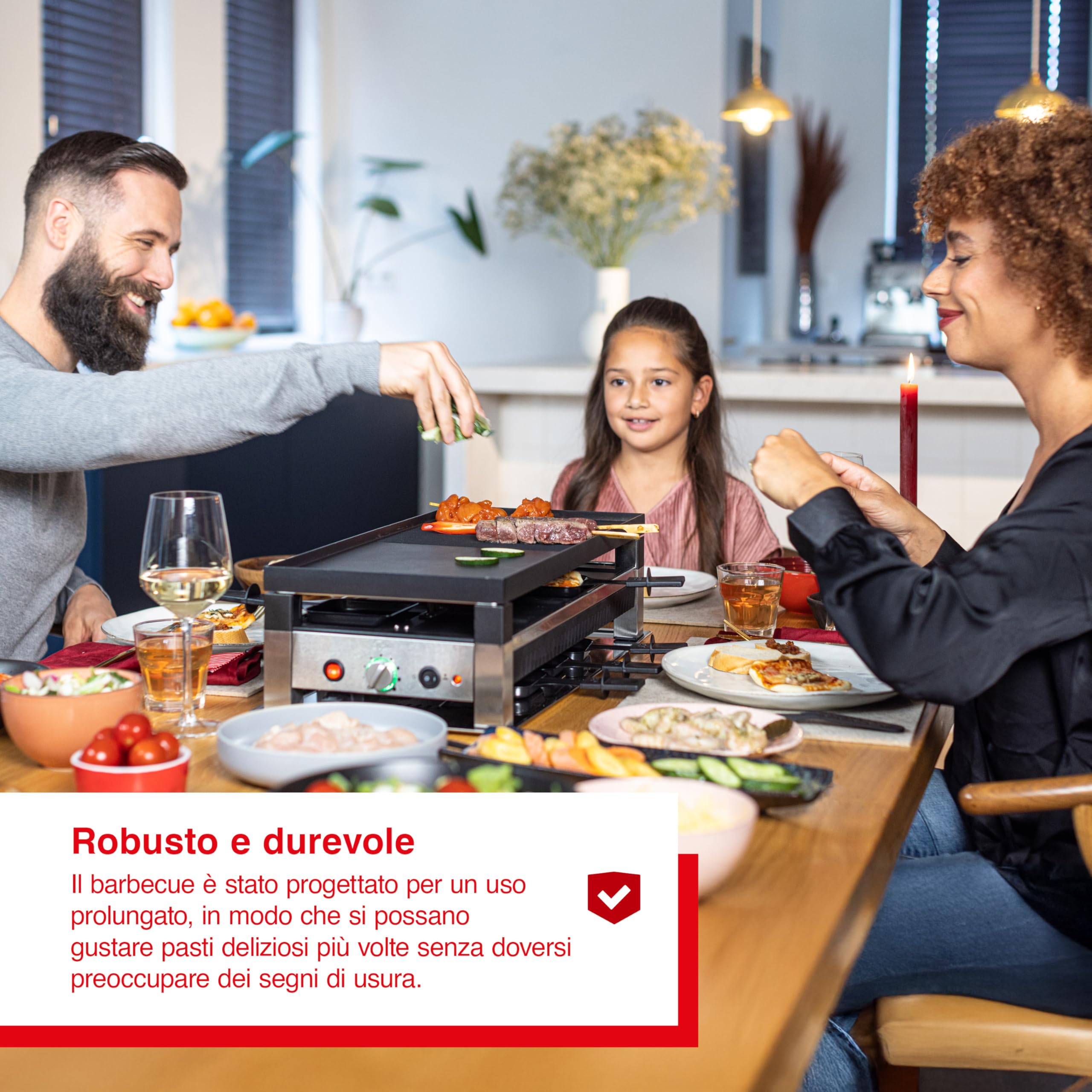 Solis 5-in-1 Electric Table Grill - Electric Raclette, Tabletop Grill, Mini Wok, Mini Pizza & Pancake Maker - 1400W for 8 People - Perfect for Family Gatherings, Parties & Indoor BBQs