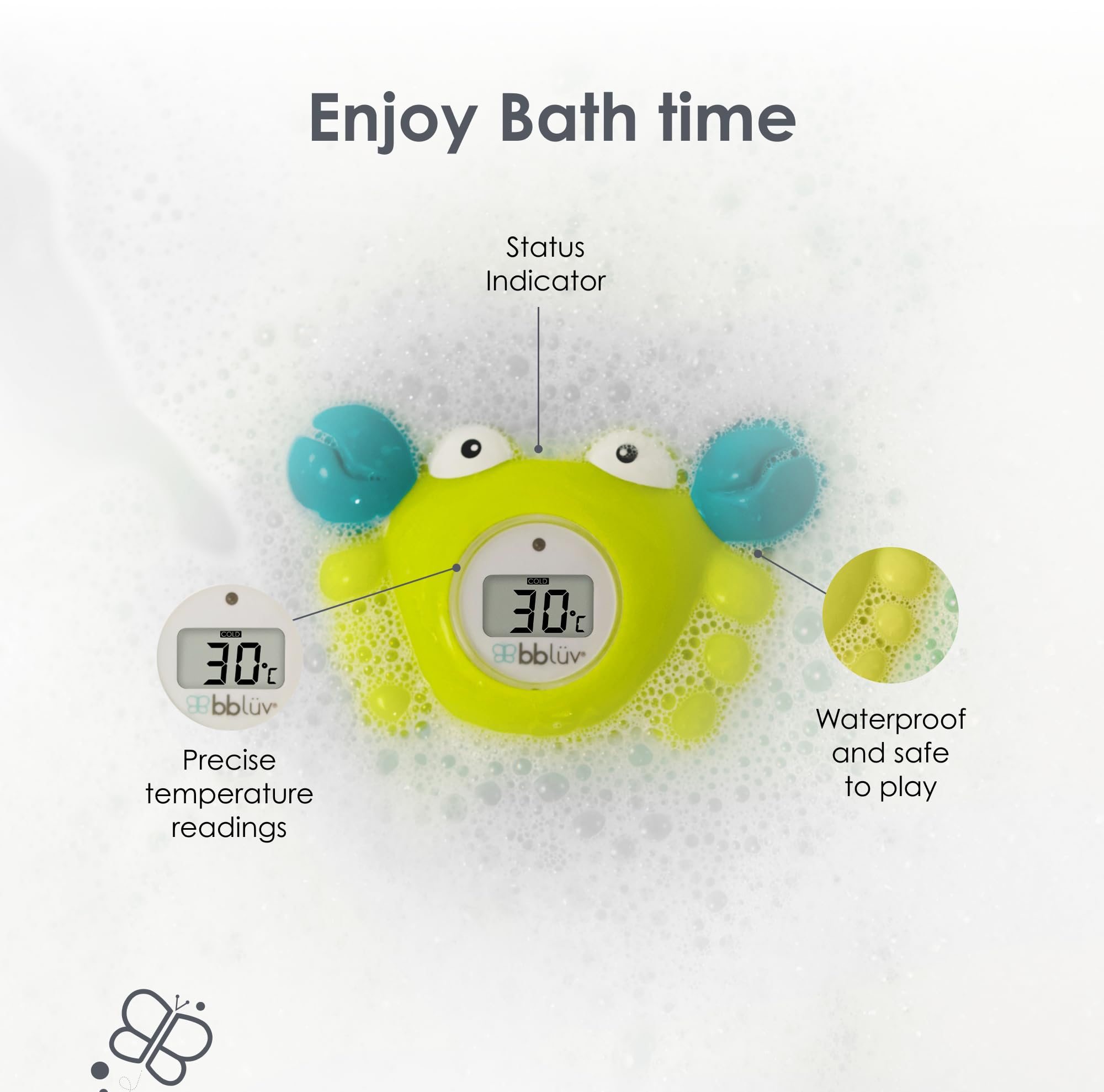BBLÜV 3-in-1 Baby Bath Thermometer & Floating Toy - Fahrenheit Digital Water Temperature Reader for Infant Safety - Perfect for Newborn Bath Time & Sensory Play