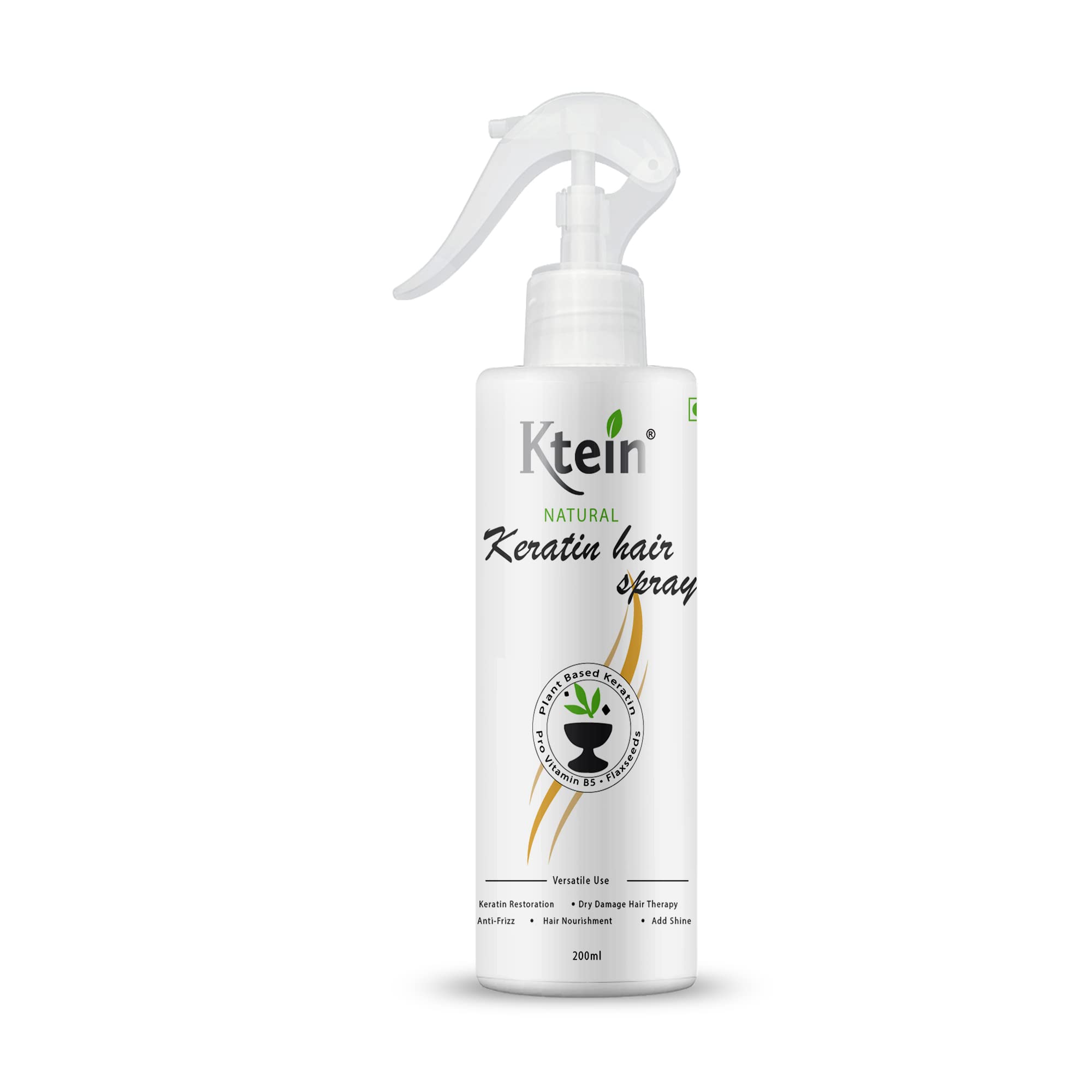 Ktein Natural Keratin Hair Spray 200ml - Repair & Smooth Damaged Hair - Sulfate & Paraben Free - For Frizz Control & Shine - Perfect for Daily Styling & Salon Results at Home
