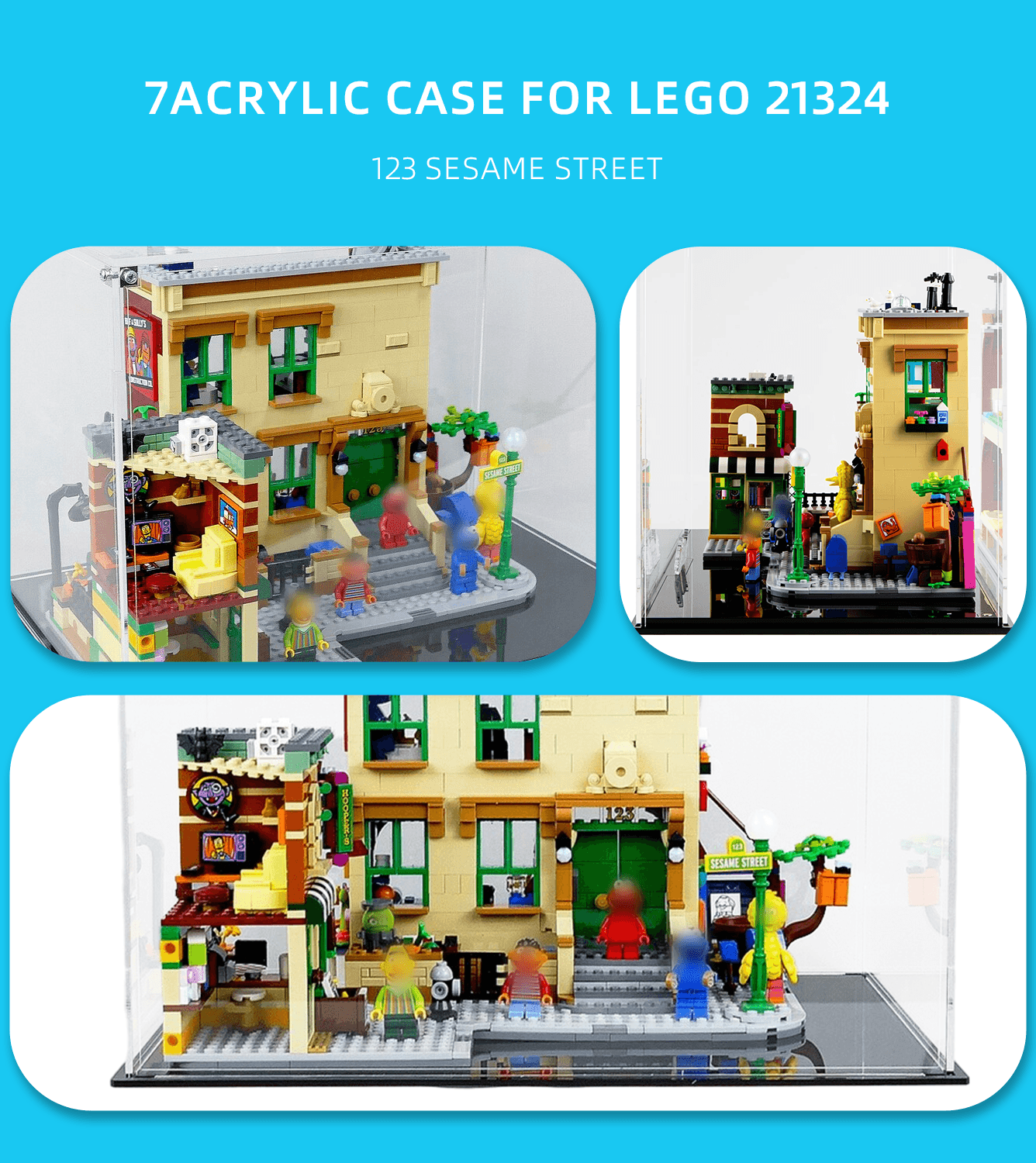 Lego Ideas 123 Sesame Street 21324 Display Case - Premium Acrylic Showcase for Lego Building Blocks - Perfect for Home Decor, Office Display & Collectible Protection