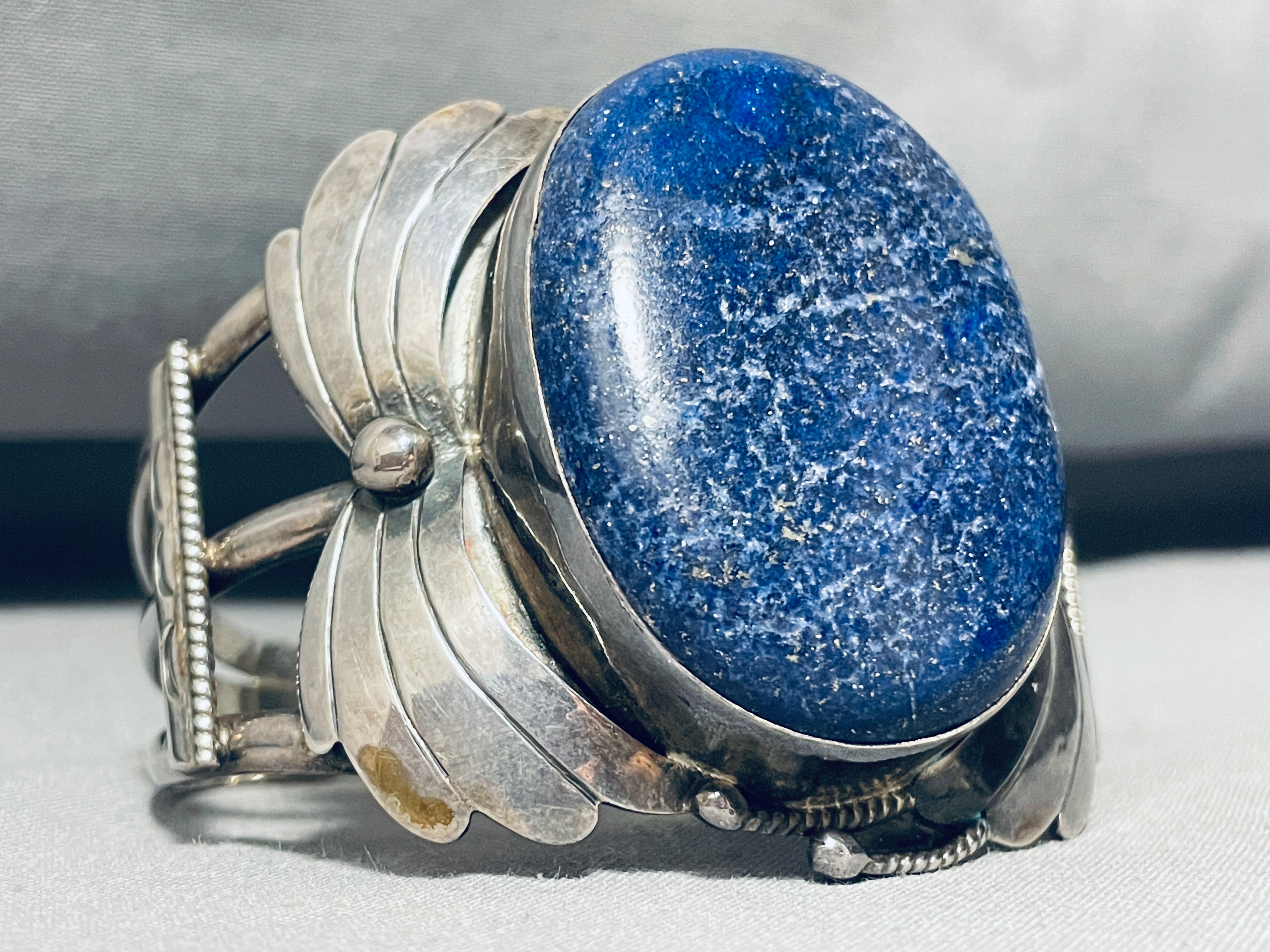 105 Gram Vintage Native American Navajo Midnight Lapis Sterling Silver Bracelet - Handmade Tribal Jewelry for Women - Perfect for Boho Fashion, Gift Giving & Special Occasions