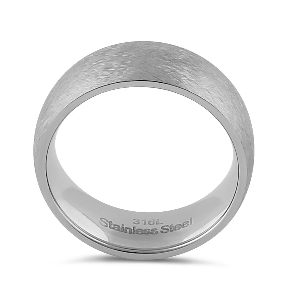 8mm Stainless Steel Men's Wedding Band - Brushed & Rounded Comfort Fit Ring for Men - Durable & Hypoallergenic Jewelry for Engagement, Anniversary & Everyday Wear