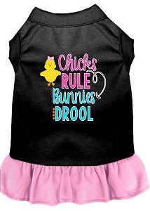 Chicks Rule Screen Print Dog Dress - Cute & Colorful Pet Outfits for Small & Medium Dogs - Perfect for Parties, Photos & Daily Walks
