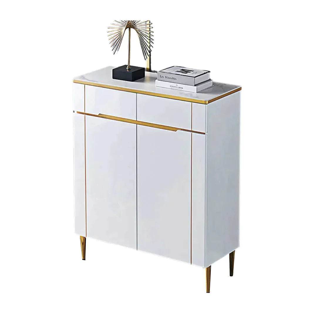 Laurell I Gold 2 Door Shoe Cabinet - Modern Entryway Storage Organizer for Shoes, Boots & Accessories | Perfect for Hallway, Closet & Bedroom Organization