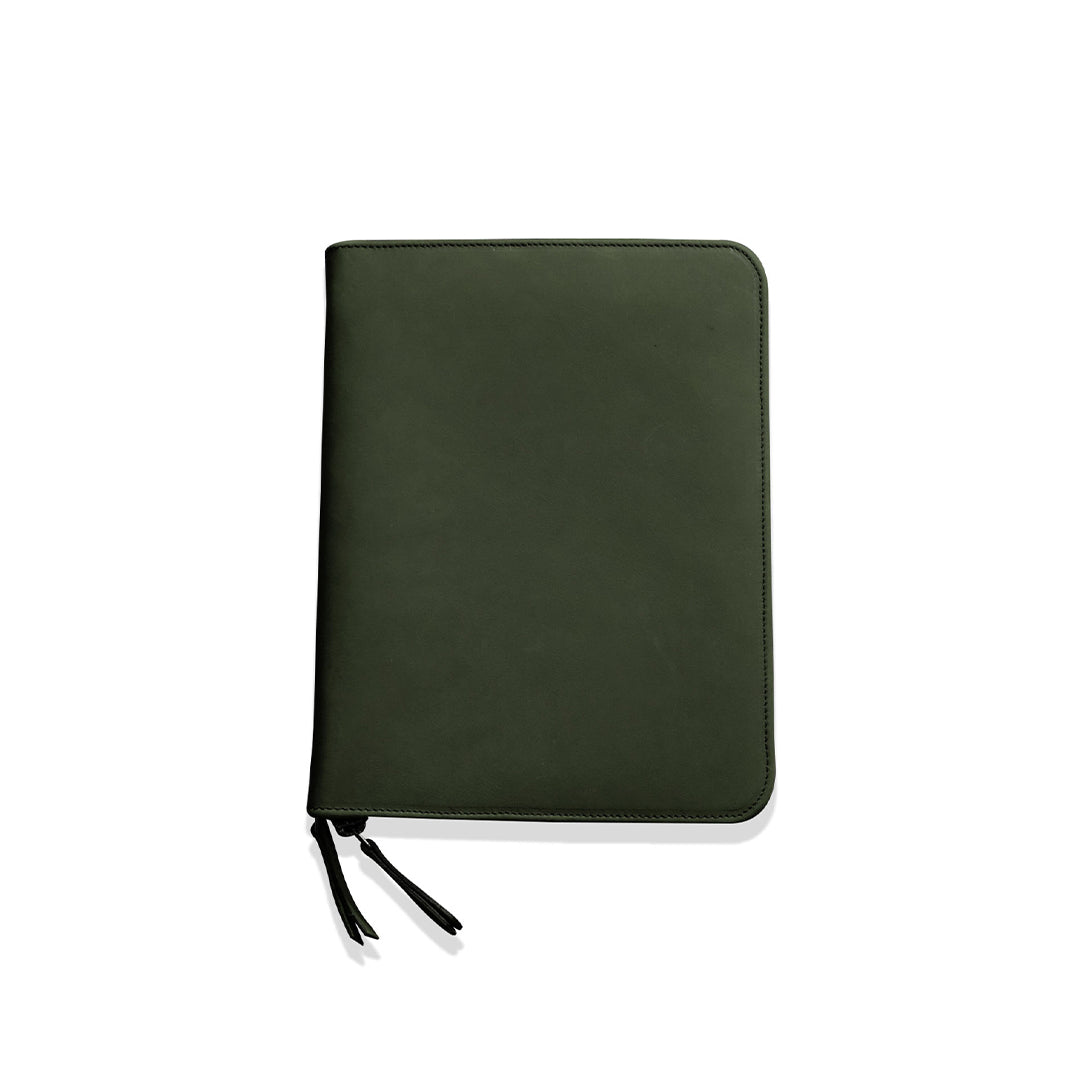 Premium A5 Green Leather Endless Folio - Perfect for Journaling, Note-Taking & Business Meetings | Durable Vegan Leather Notebook Cover for Students & Professionals