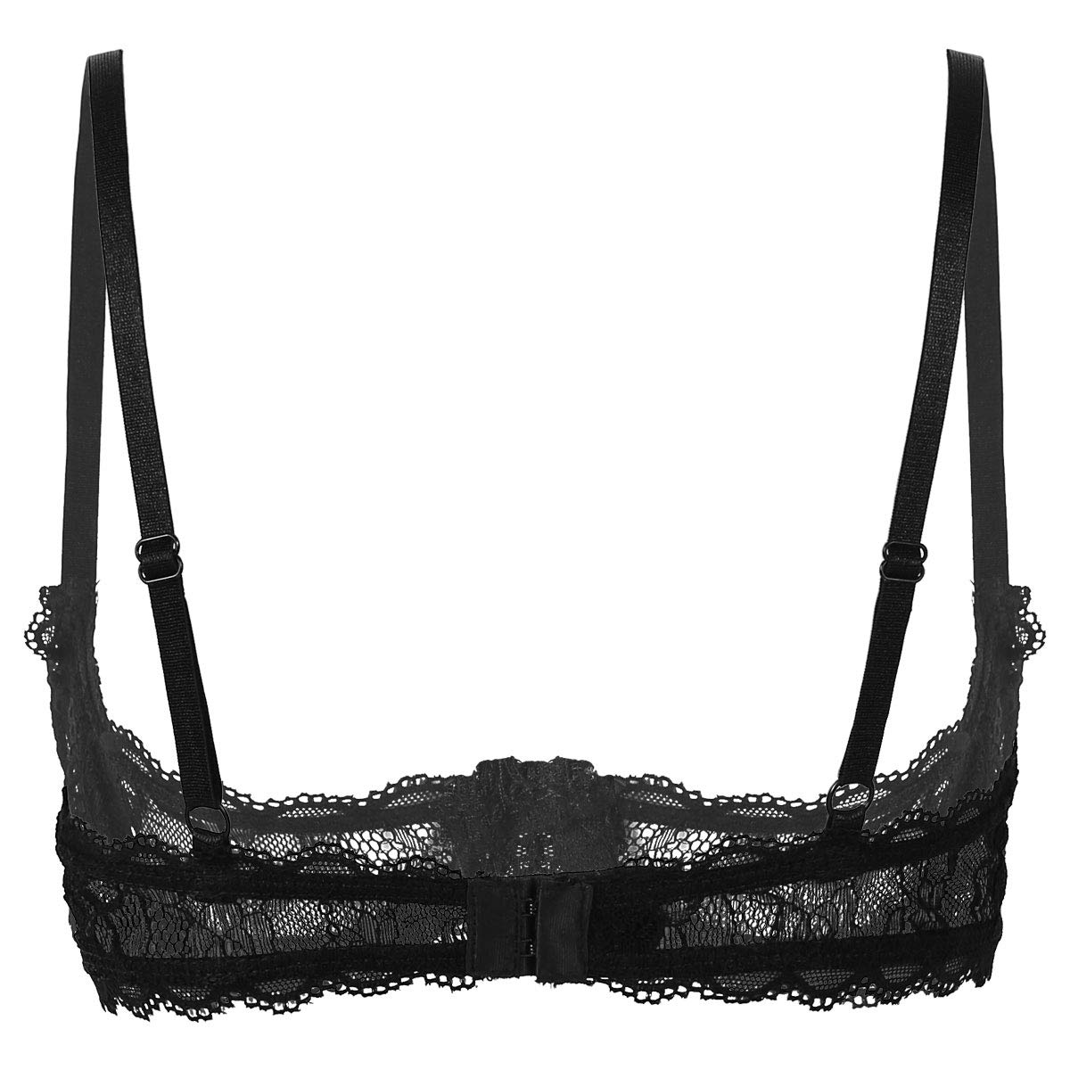 Women's Mesh Sheer Lace Bralette - 1/4 Cup Push Up Underwire Shelf Bra Top for Everyday Wear & Layering