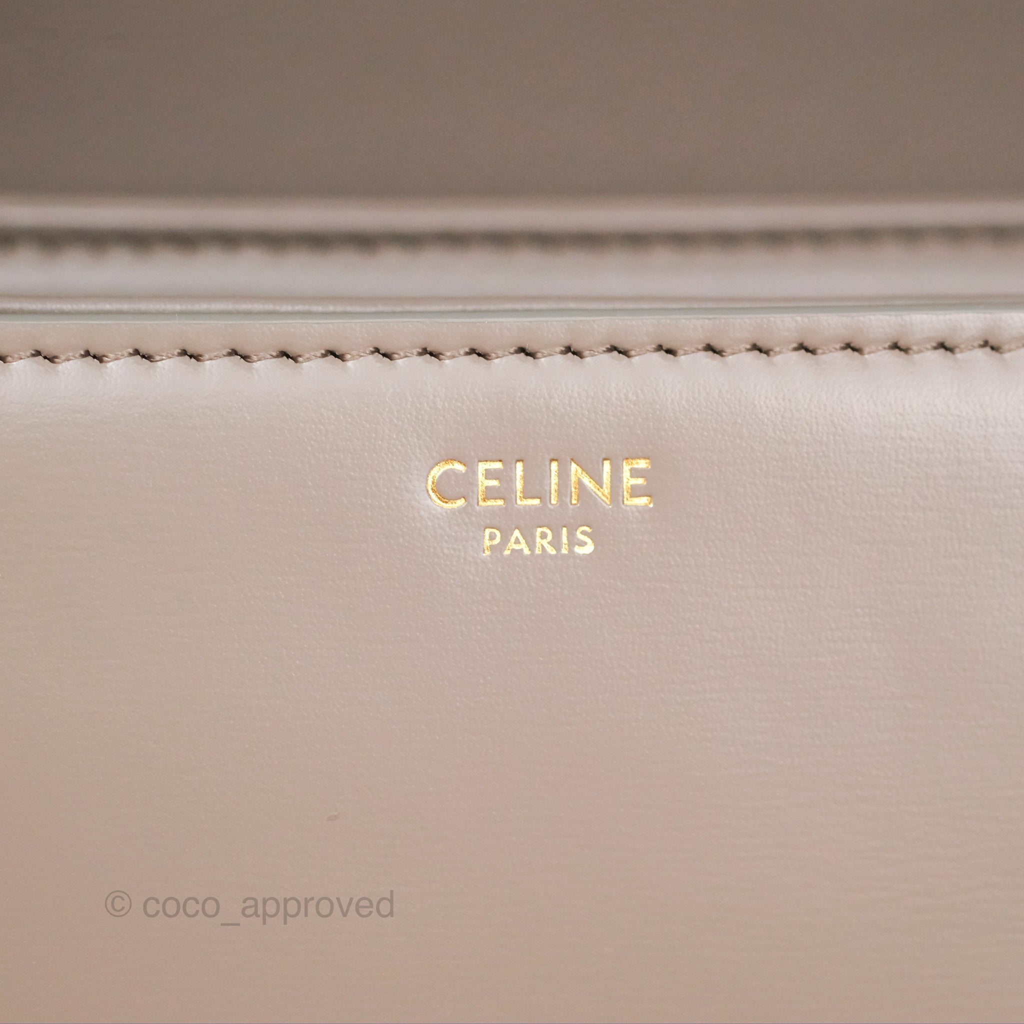Celine Teen Triomphe Bag in Shiny Calfskin Leather with Pebble Gold Hardware - Perfect for Work, Travel & Evening Events