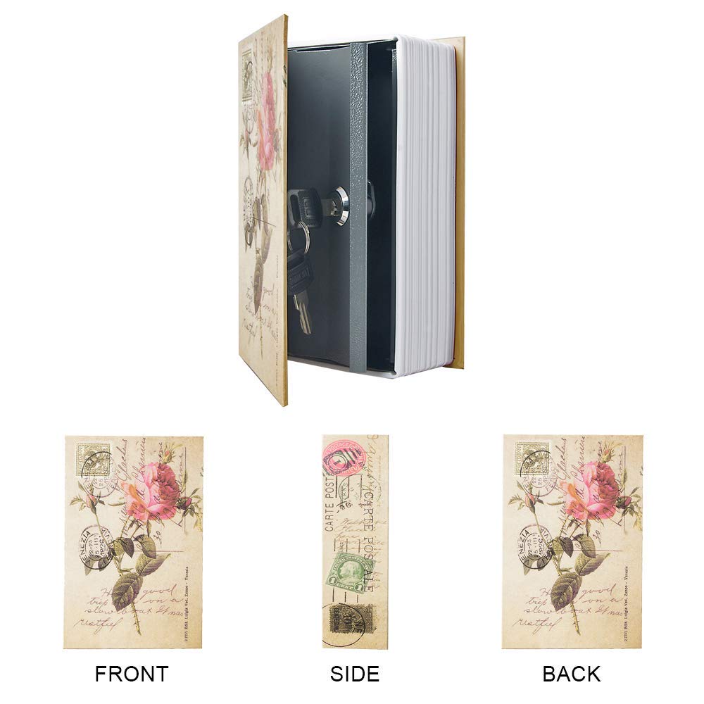 Small Diversion Book Safe with Combination Lock & Key - Hidden Storage Box Disguised as Dictionary - Perfect for Home, Office & Travel Security (Rose Color)