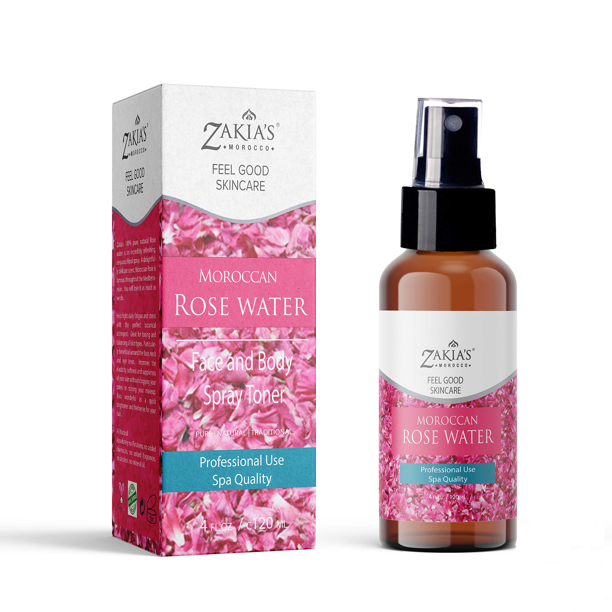 HYDROSOL Pure Moroccan Rose Water (4 oz) - Natural Facial Toner & Hair Mist for Hydration & Glow - Perfect for Skincare Routine & DIY Beauty Recipes