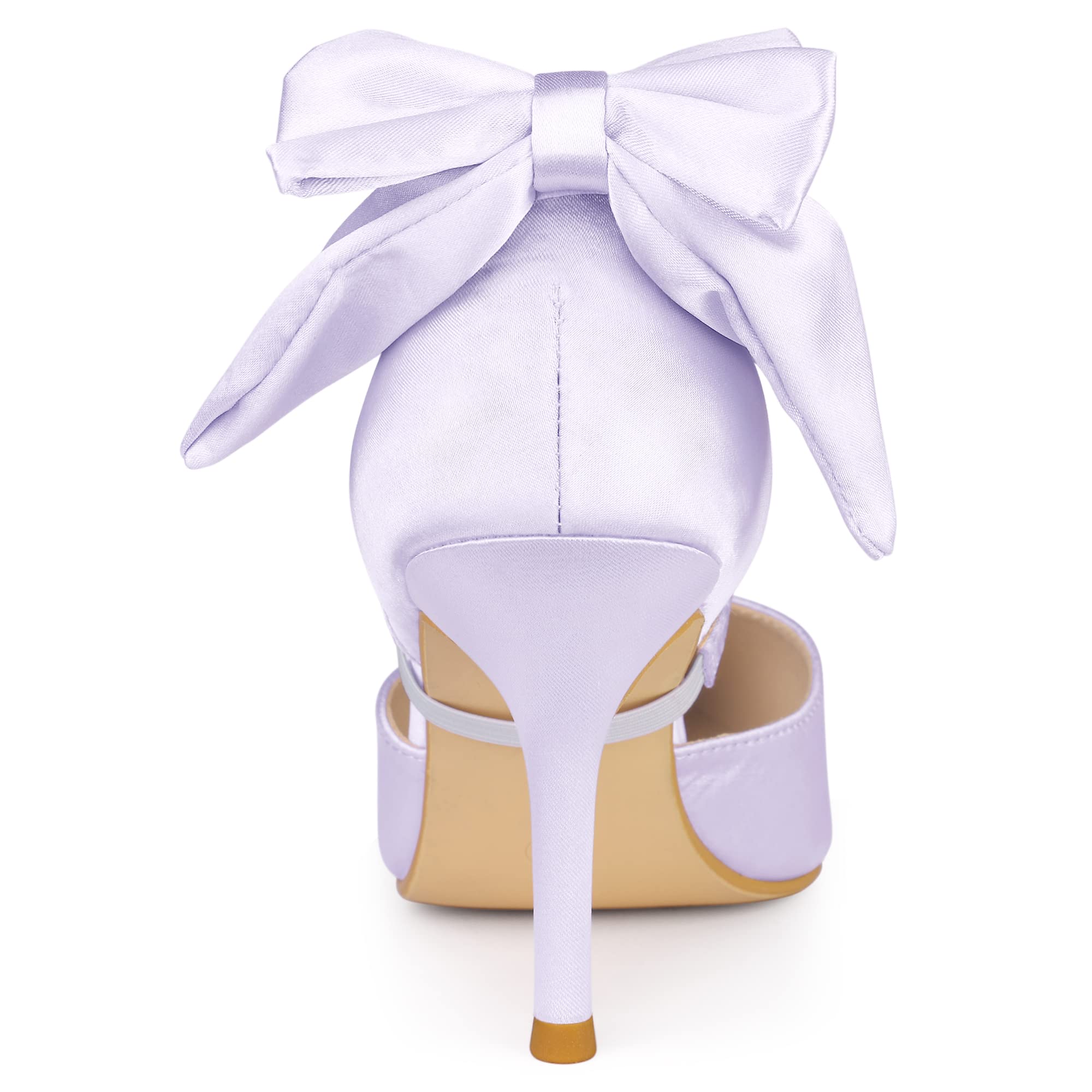 Allegra K Women's Pointed Toe Bow Satin Stiletto Heel Pumps - Elegant Dress Shoes for Weddings, Parties & Formal Events