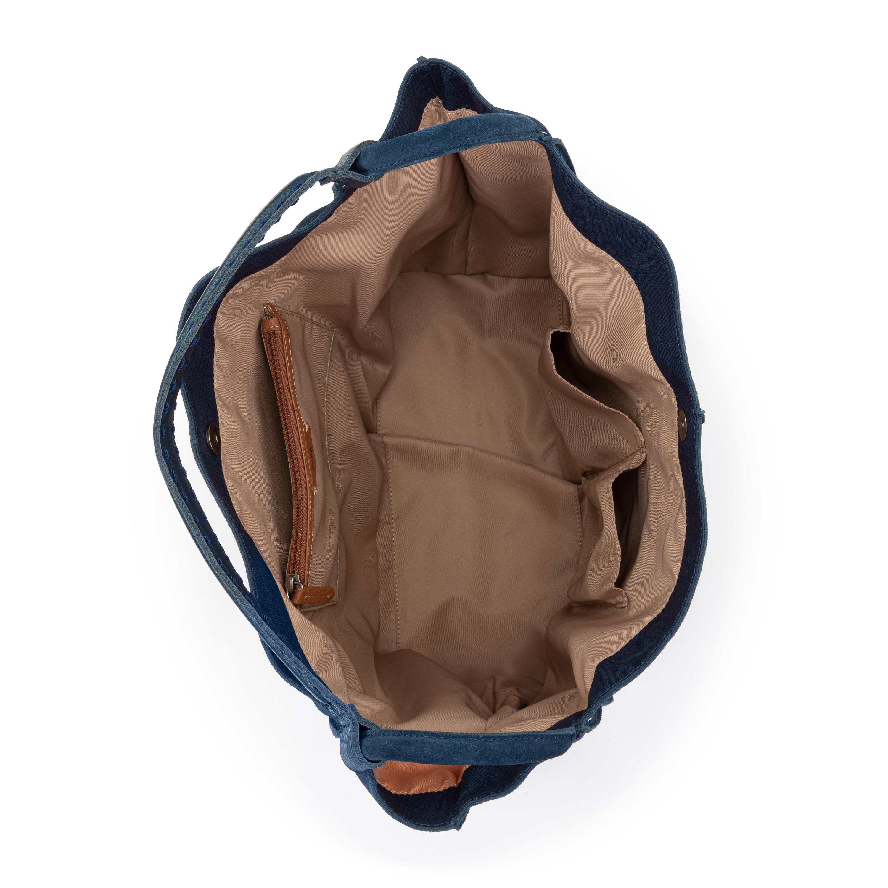 Los Feliz Large Leather Tote Bag - Indigo Suede Handbag for Women - Perfect for Work, Travel & Everyday Use