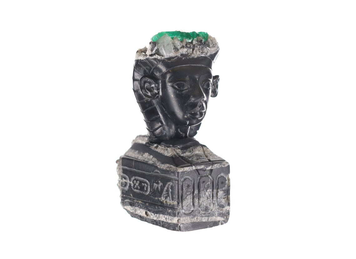Authentic Colombian Emerald Rough Crystal Sculpture | Natural Egyptian-Inspired Gemstone Art | Perfect for Home Decor, Meditation & Healing Crystals Collection