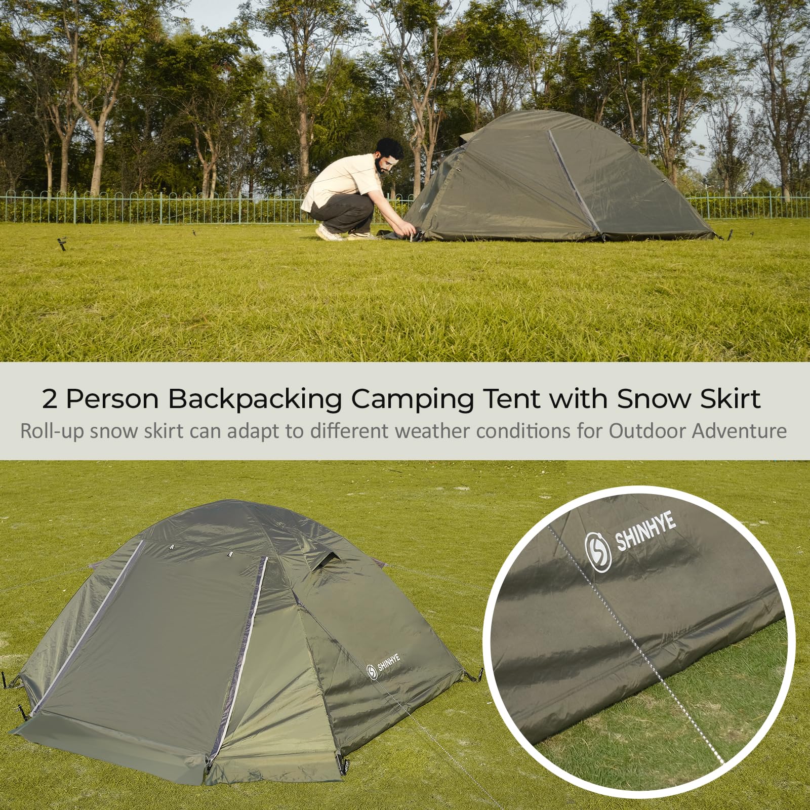 1-2 Person 4 Season Backpacking Tent - Ultralight Winter Camping Tent for Extreme Cold Weather, Waterproof Double Layer Easy Setup Tent for Hiking, Mountaineering & Family Outdoor Adventures | Perfect for Alpine Expeditions & Snow Camping