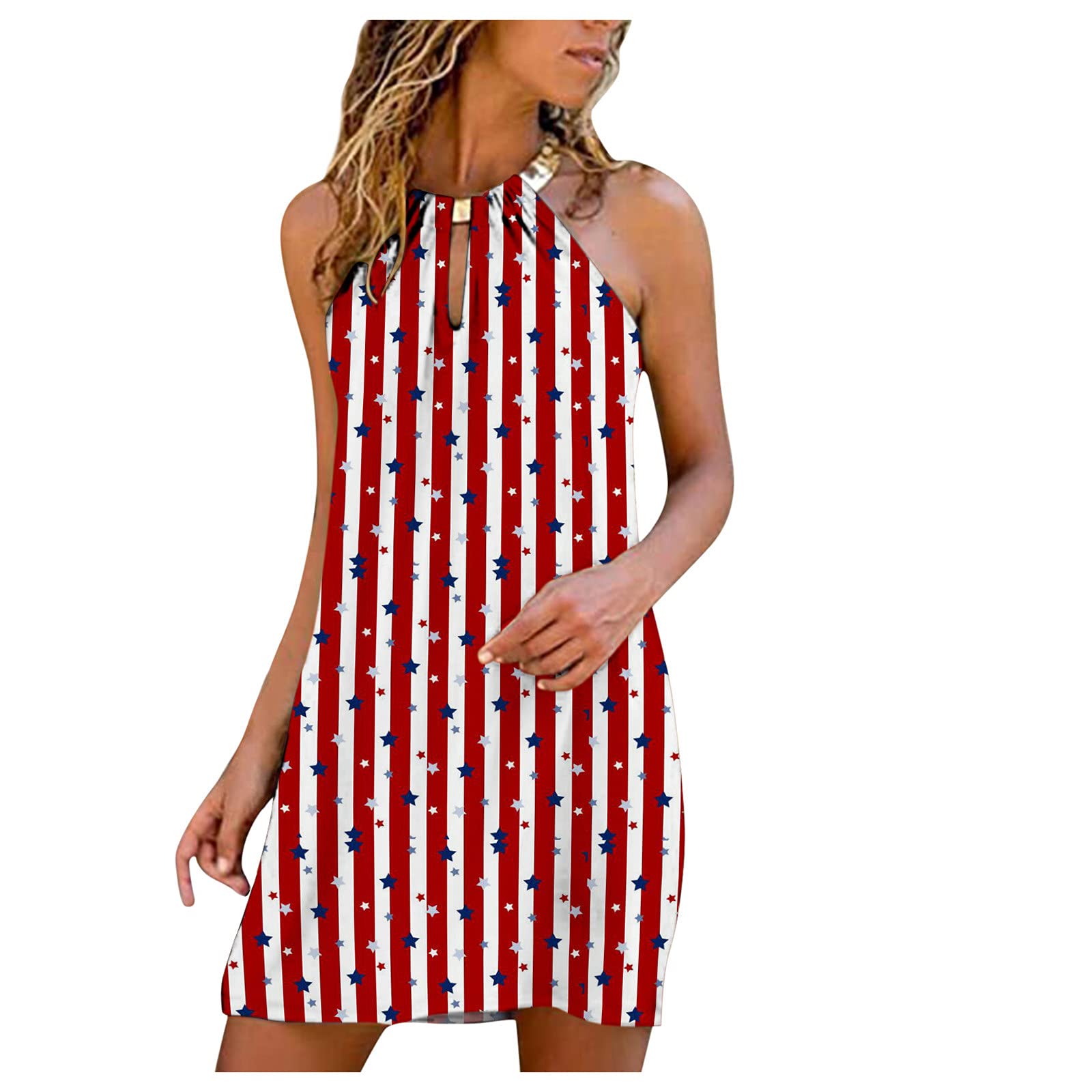 Boho Floral Print Halter Neck Mini Dress for Women - Casual Sleeveless Loose Beach Sundress | Perfect for Summer Vacations, Beach Parties & Outdoor Festivals
