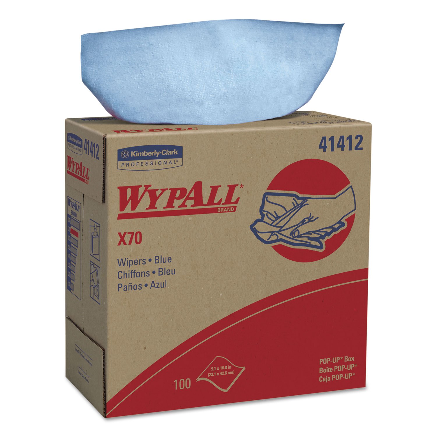 KCC41412 - Wypall X70 Workhorse Industrial Wipes | Pop-Up Box Dispenser | Heavy-Duty Cleaning Rags for Workshops, Garages & Manufacturing