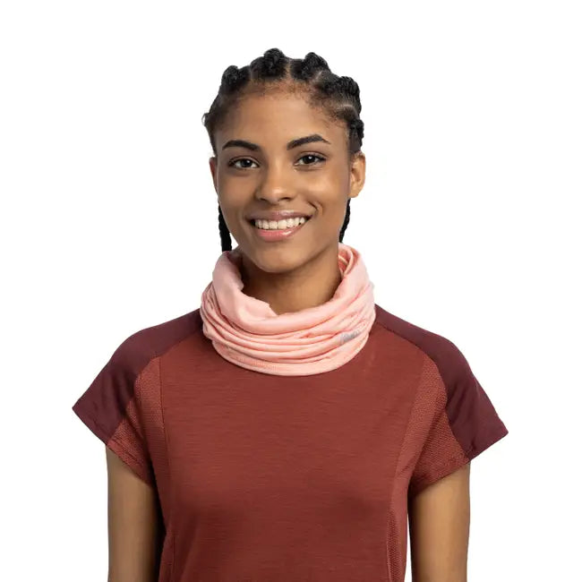 BUFF Merino Wool Lightweight Solid Coral Neck Gaiter - Breathable, Moisture-Wicking Face Mask for Outdoor Activities, Hiking, Running & Winter Sports