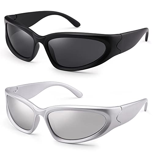 2 Pairs(matte Black / Grey + Silver /Silver Mirrored )