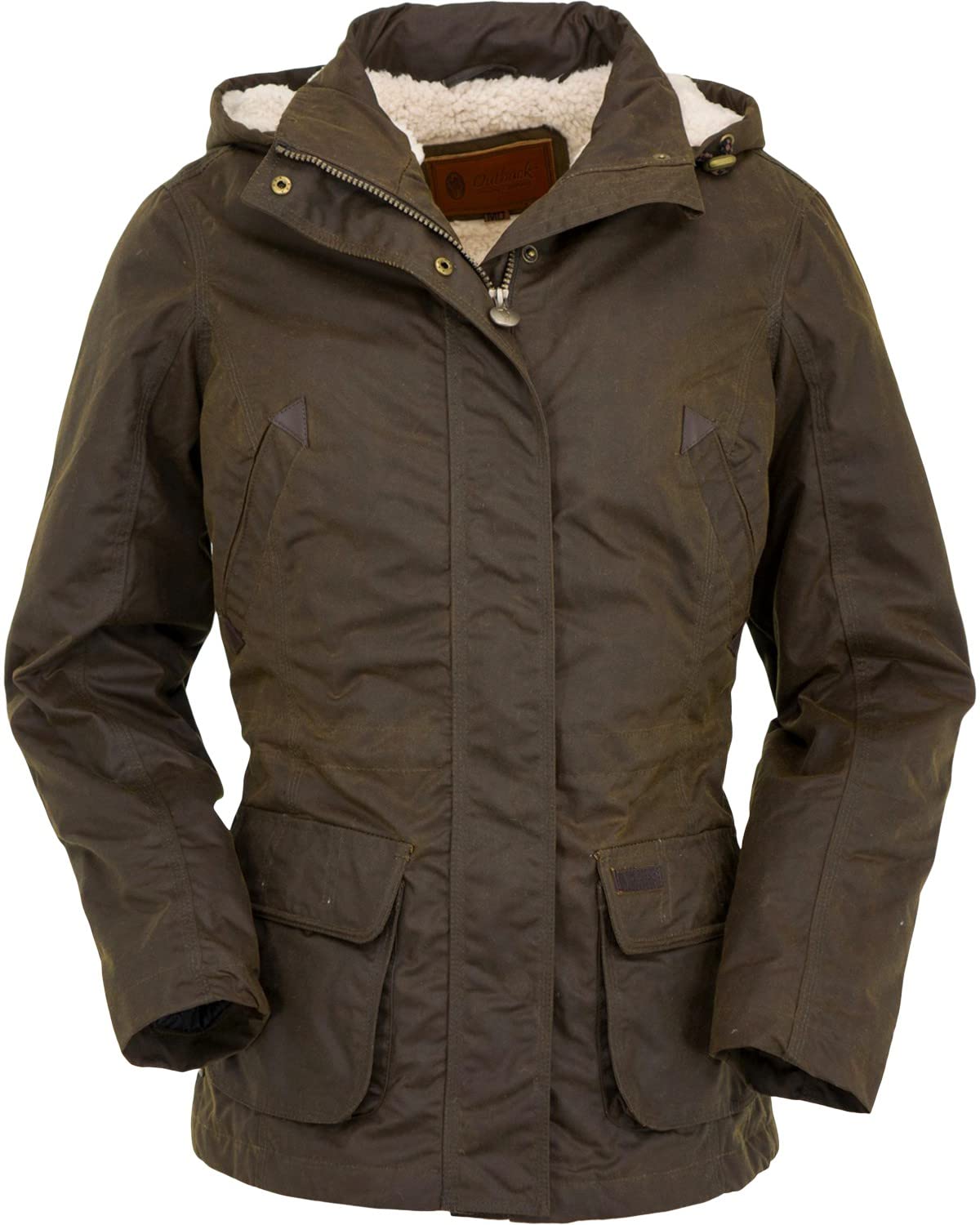 OUTBACK TRADING Women's Adelaide Waterproof Breathable Insulated Oilskin Western Jacket with Removable Hood - Winter Coat for Hiking, Camping & Outdoor Adventures