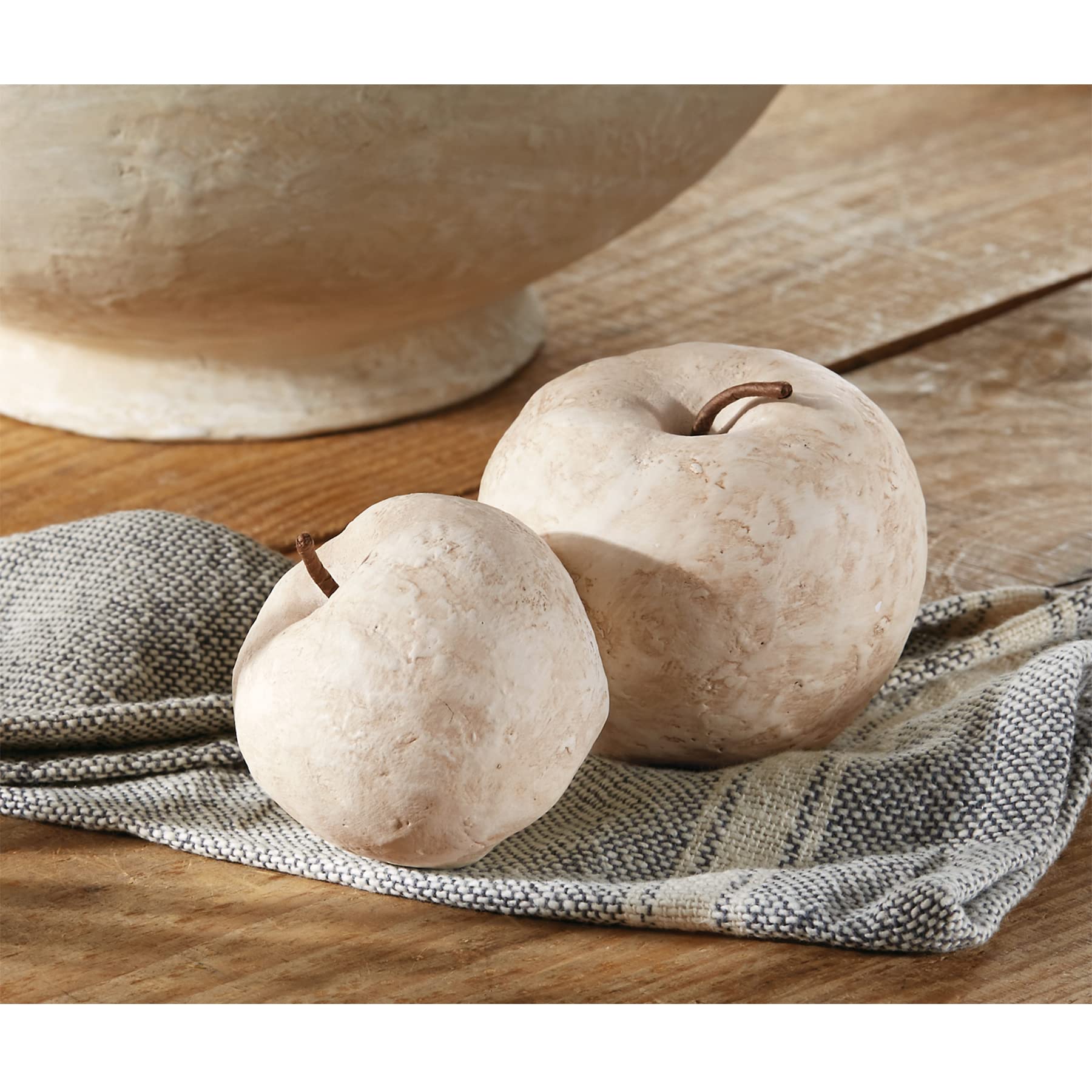 Mud Pie Small Paper Mache Apple Decoration - Brown Handmade Fruit Bowl Filler for Fall Table Centerpiece, Thanksgiving Decor, and Seasonal Home Display