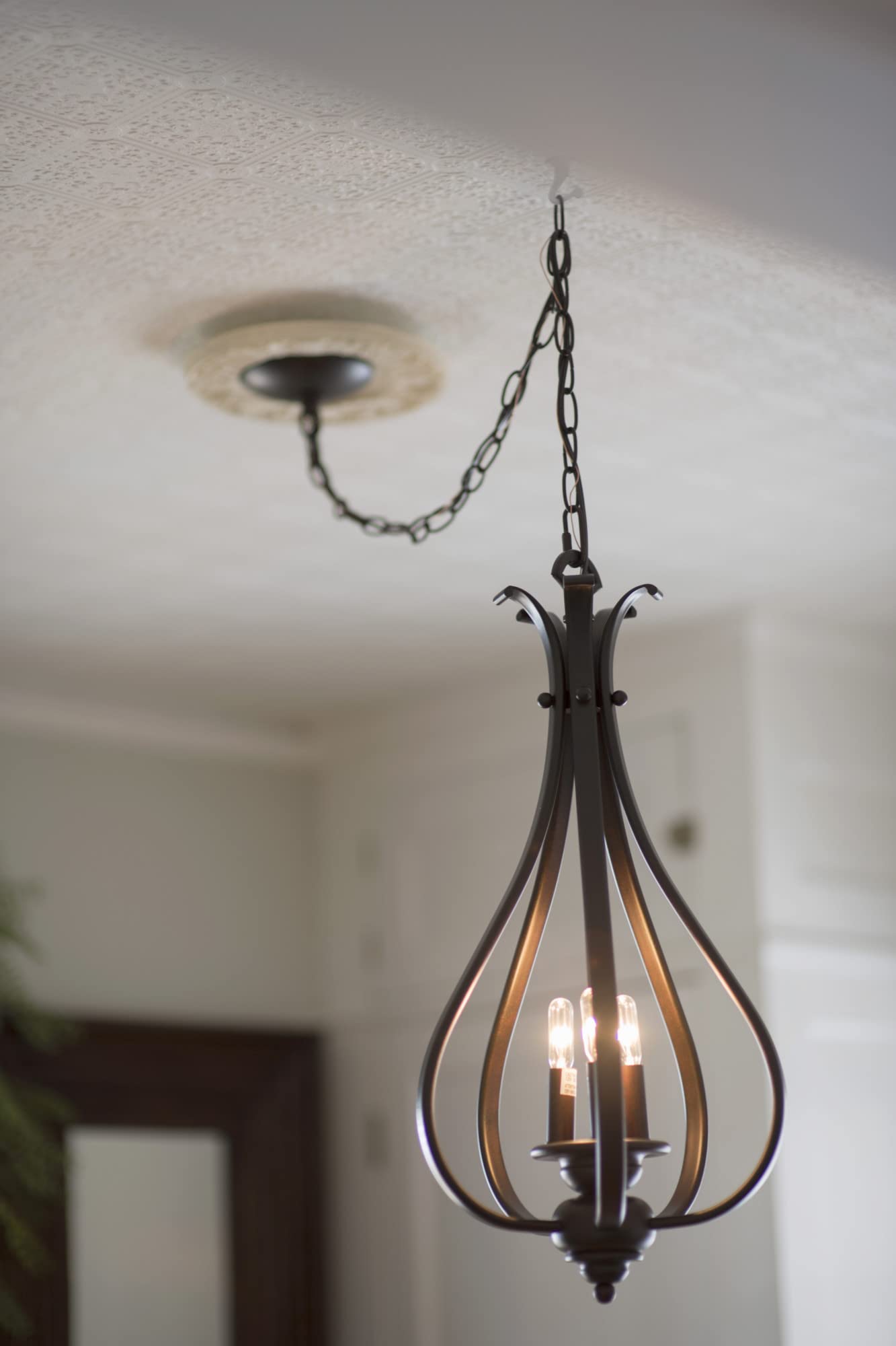 VAXCEL Monrovia 3-Light Bronze Teardrop Candle Chandelier - Elegant Dining Room & Kitchen Island Lighting Fixture