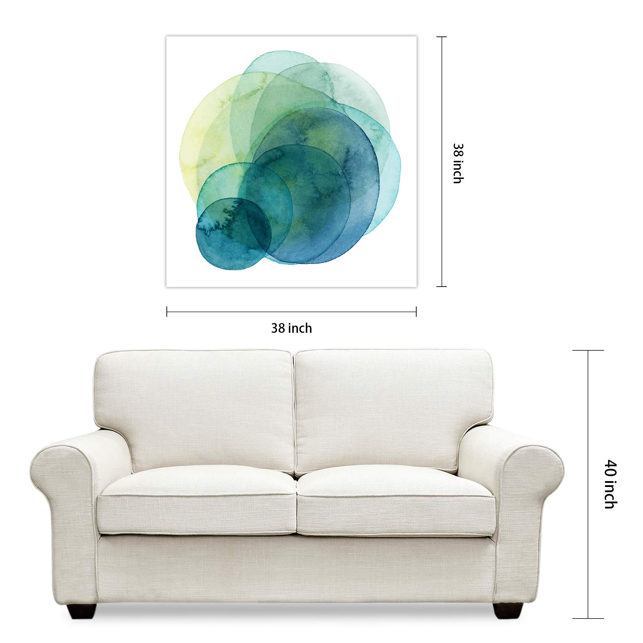 Empire Art Direct Abstract Wall Art - Frameless Tempered Glass Panel Contemporary Decor - Ready to Hang Modern Painting for Living Room, Bedroom & Office - Evolving Planets I Green & White 38x38 Inches - Perfect for Home Decor, Office Spaces & Modern Interior Design