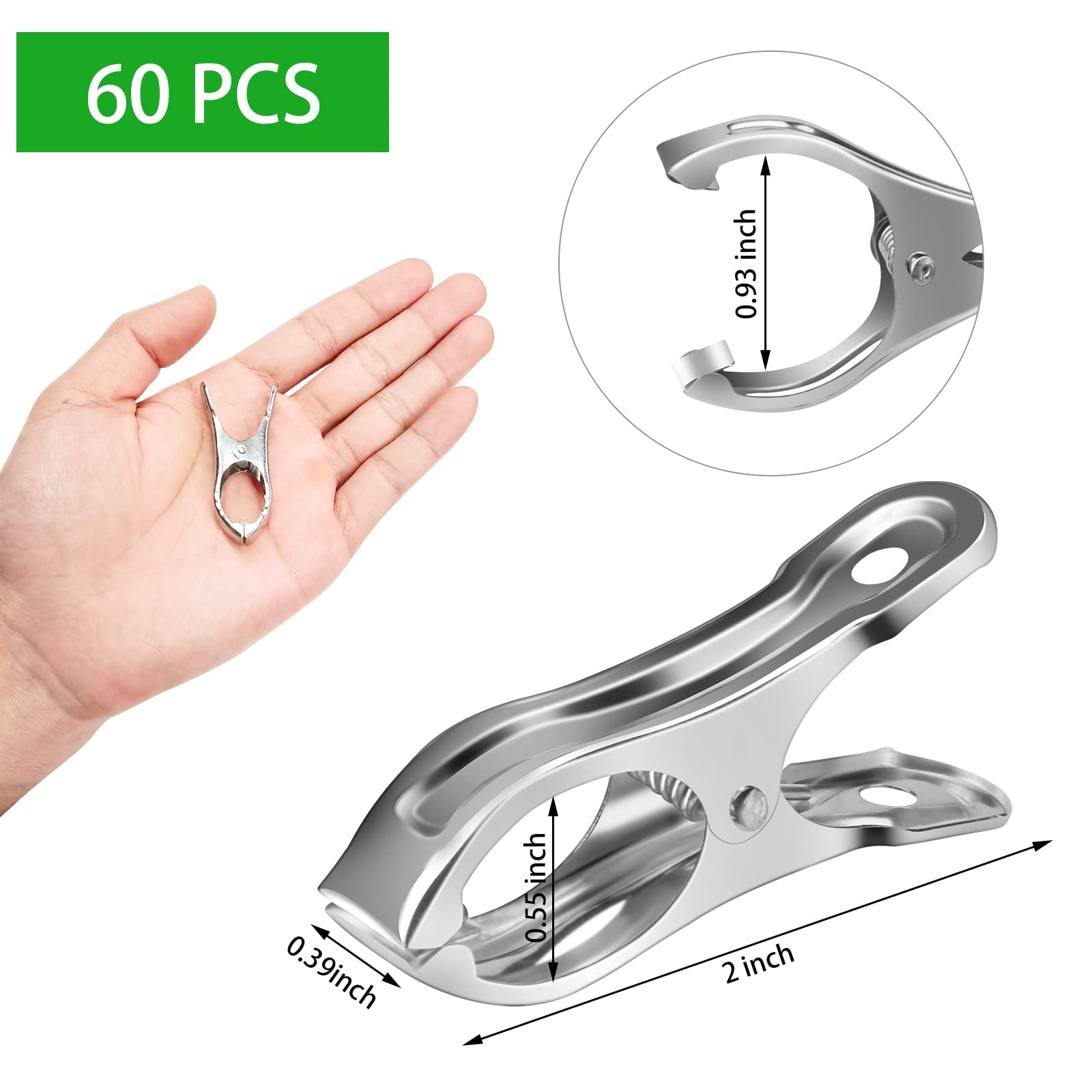 60PCS Heavy Duty Stainless Steel Greenhouse Clips - Large Opening Garden Clamps for Shade Cloth, Greenhouse & Plant Support - Durable Rust-Proof White Clips for Outdoor Gardening, Greenhouse Covering & Plant Training