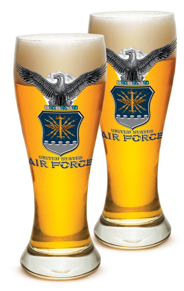 USAF Pilsner Beer Glasses Set of 12 (23 Oz) - Air Force Themed Barware Gift for Men & Women - Perfect for Military Appreciation, Veterans Day & Home Bar Decor