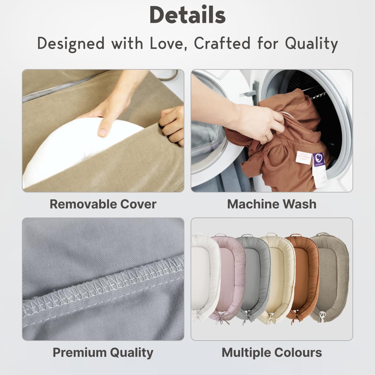 **Soft & Breathable Infant Lounger - 100% Cotton Baby Nest Cover for Newborns 0-12 Months | Portable Travel Bed for Boys & Girls | Cozy Corduroy Design (Creamy White) - Perfect for Napping, Travel & Playtime**