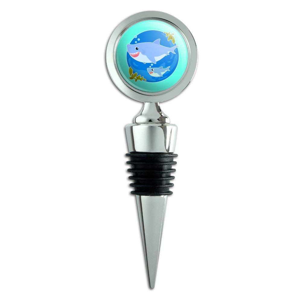 Momma Shark & Baby Shark Ocean-Themed Wine Bottle Stopper - Perfect for Beach Parties, Gifts & Shark Lovers