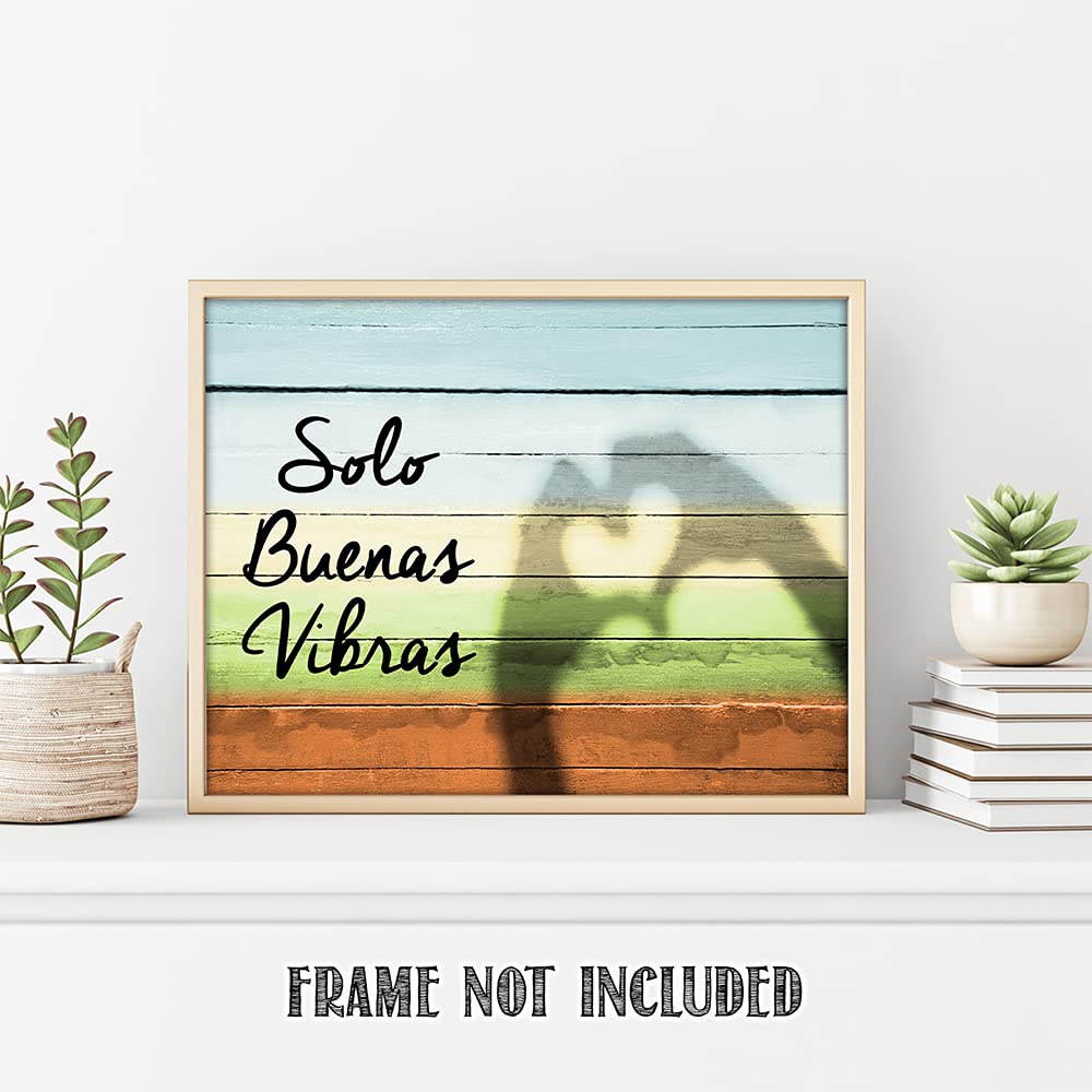 Spanish Wall Art - Espanol Good Vibes Canvas Print - Inspirational Home Decor for Living Room, Office & Bedroom - Motivational Gifts for Men & Encouragement Gifts for Women - Perfect for Housewarming, Birthday & Mother's Day