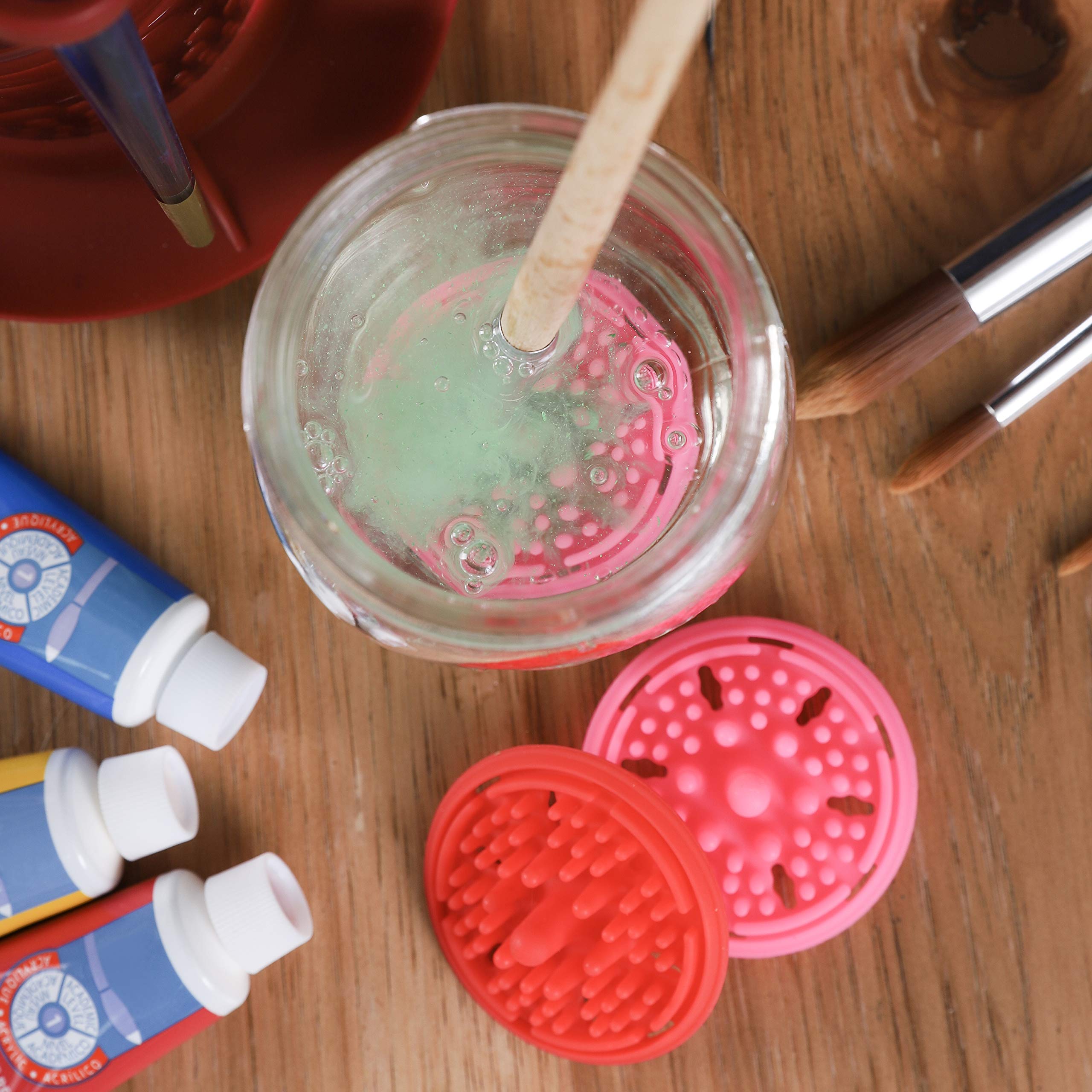 Paint Puck Brush Cleaner 3-Pack - Reusable Silicone Cup for Acrylic, Oil & Watercolor | Art Studio & Classroom Use
