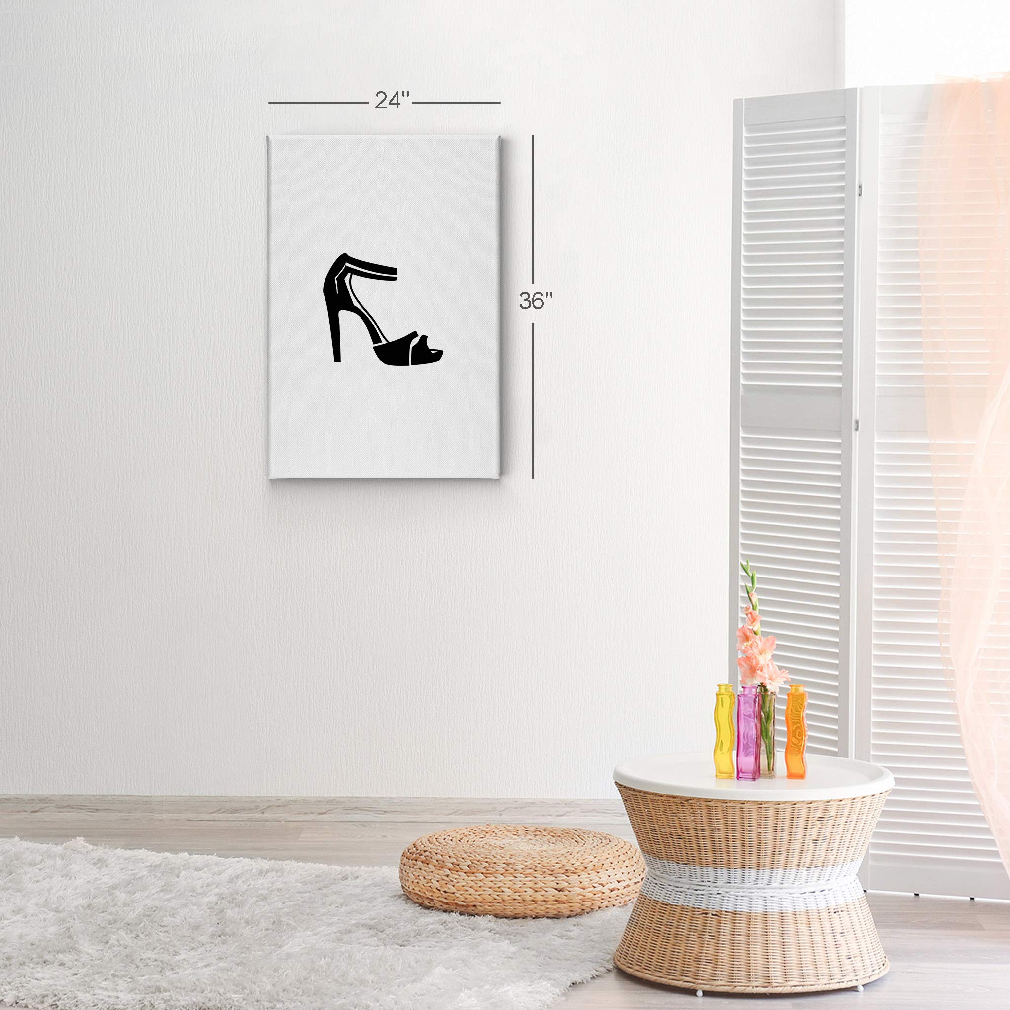 Black and White High Heels Canvas Wall Art - Fashion Glam Women's Shoe Print - 40x30 Inch Ready to Hang Decor for Office, Bathroom, Teen Girls Room, Women's Dorm & Living Room - Perfect Gift for Fashion Lovers & Shoe Enthusiasts