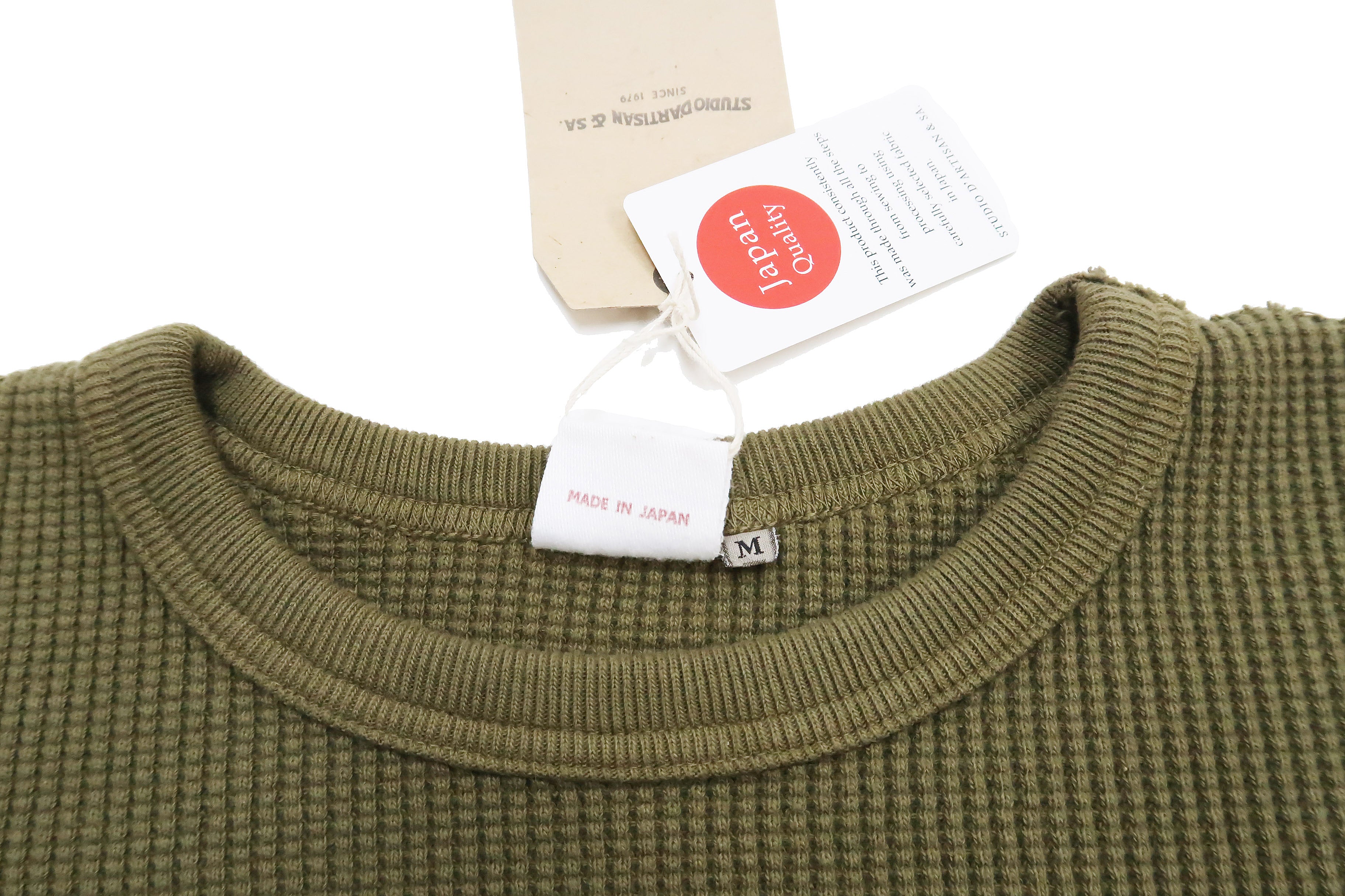 Studio D'artisan Men's Heavyweight Waffle Knit Thermal T-Shirt - Long Sleeve Crew Neck Casual Tee (Color: Khaki) | Warm Winter Layering, Outdoor Activities & Everyday Comfort