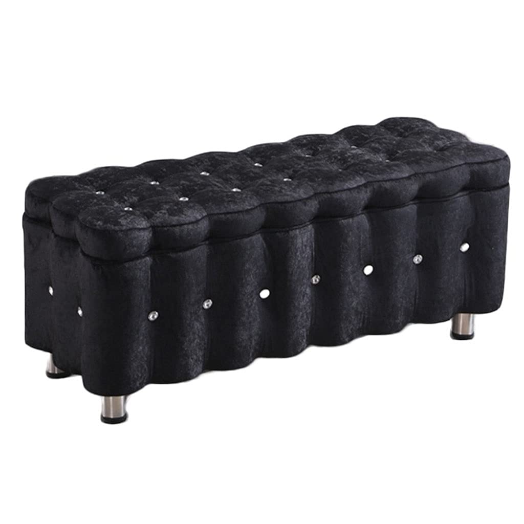 Square Upholstered Ottoman Bench with Storage - Modern Nordic Design Footstool for Bedroom, Hallway & Living Room - Foam Padded Seat Storage Chest, Bed End Stool, Sofa Footrest (551 lb Weight Capacity, Black) - Perfect for Small Space Organization & Extra Seating