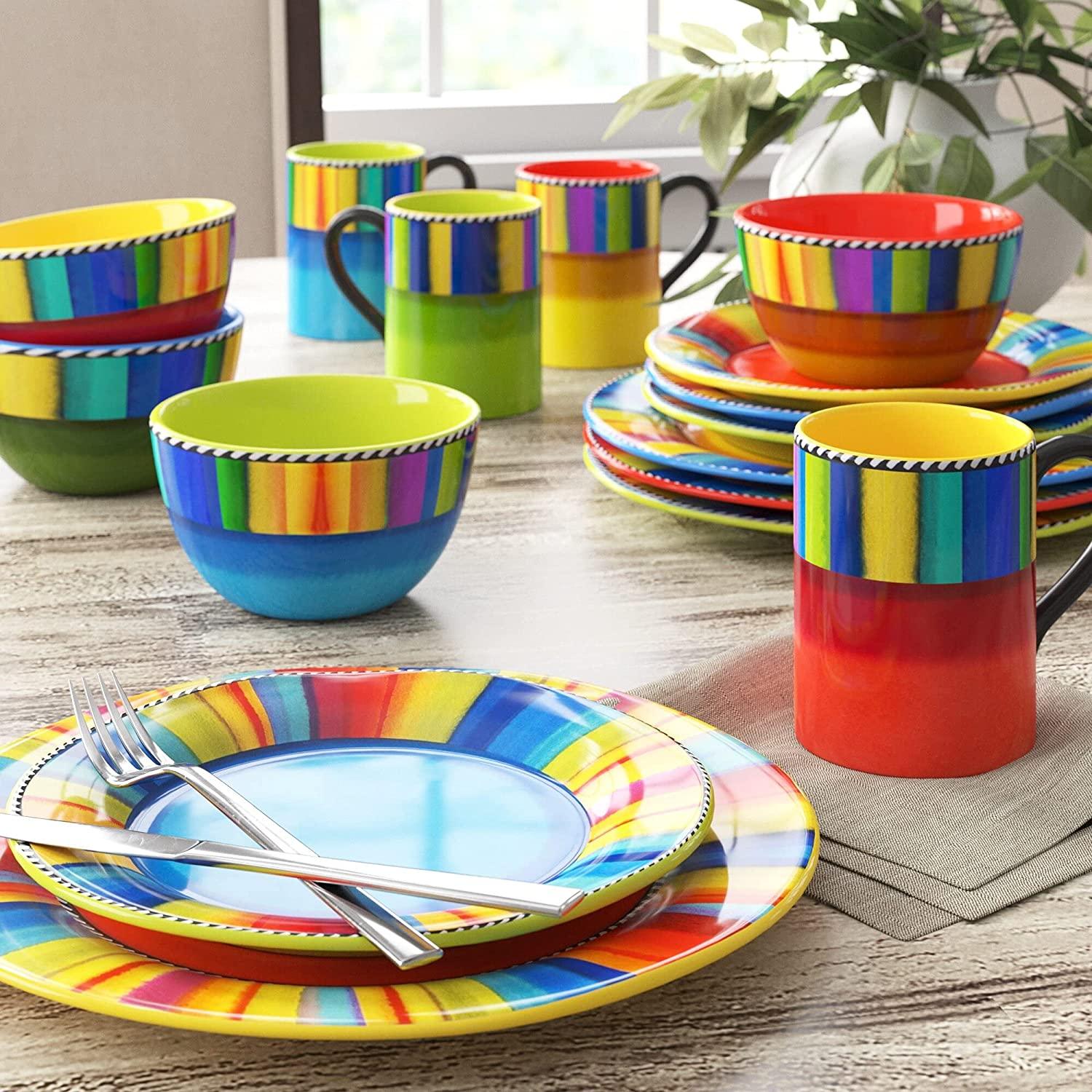 Senora Splash Southwest Dinnerware Set - Colorful Mexican-Inspired Plates & Bowls for Authentic Southwestern Dining | Perfect for Home Decor, Parties & Mexican-Themed Events