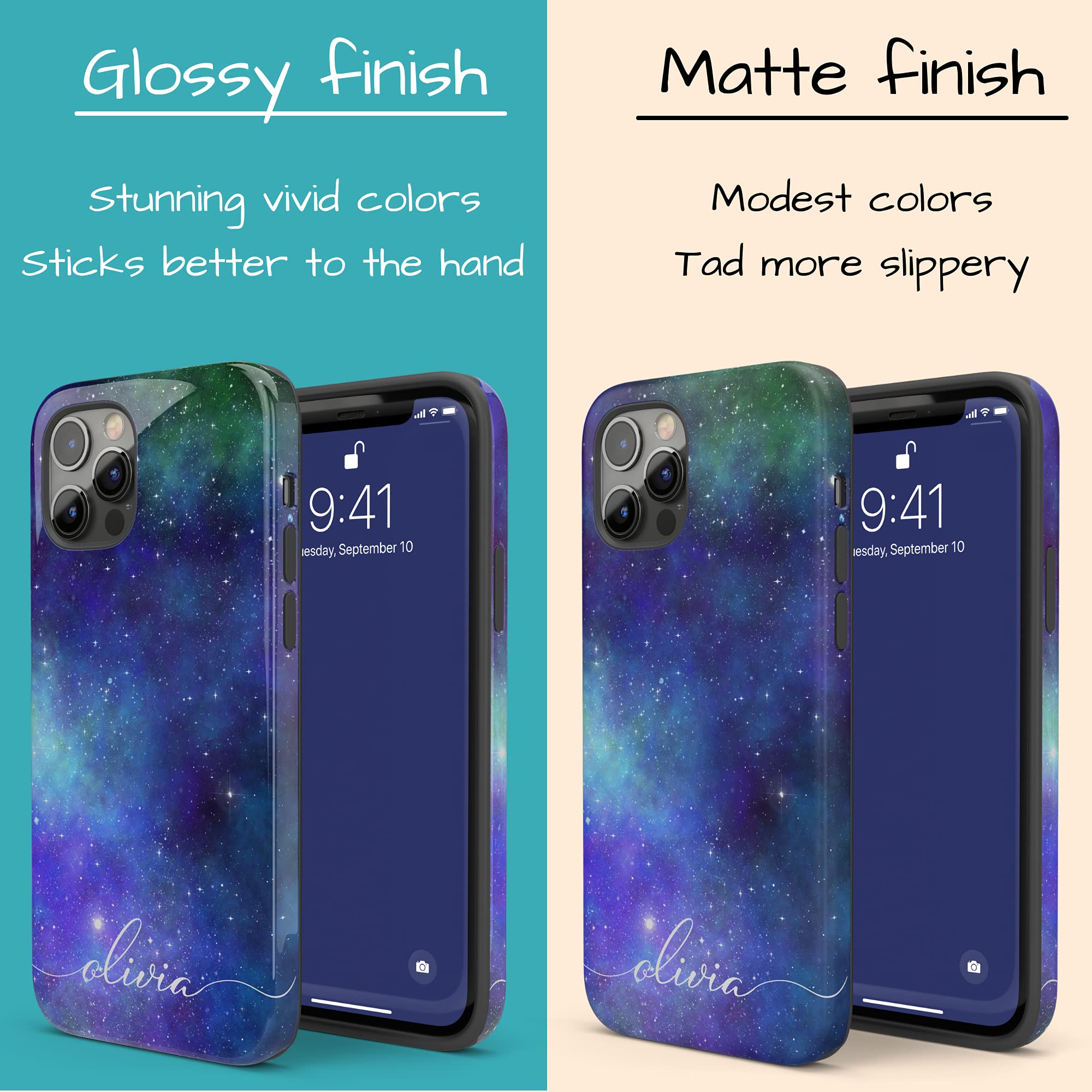Custom Galaxy Space Phone Case - Personalized Name Striped Design for iPhone 16 Plus/15 Pro Max/14/13 Mini/12/11/X/XS Max/XR/7/8 - Durable Protective Cover for Everyday Use, Travel & Gifts