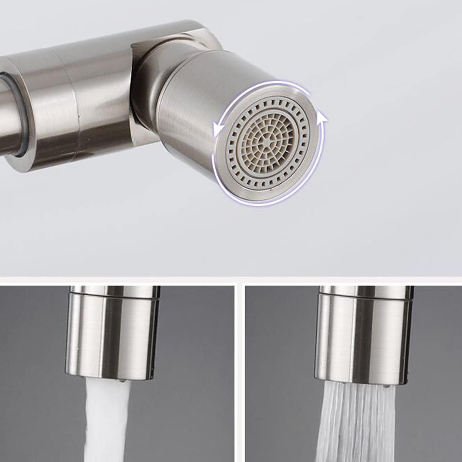 3 in 1 Brass Kitchen Faucet with Water Filter - Foldable Drinking Faucet, Brushed Nickel Finish, Multi-Functional Mixer Tap | Perfect for Modern Kitchens, RV Camping & Small Spaces