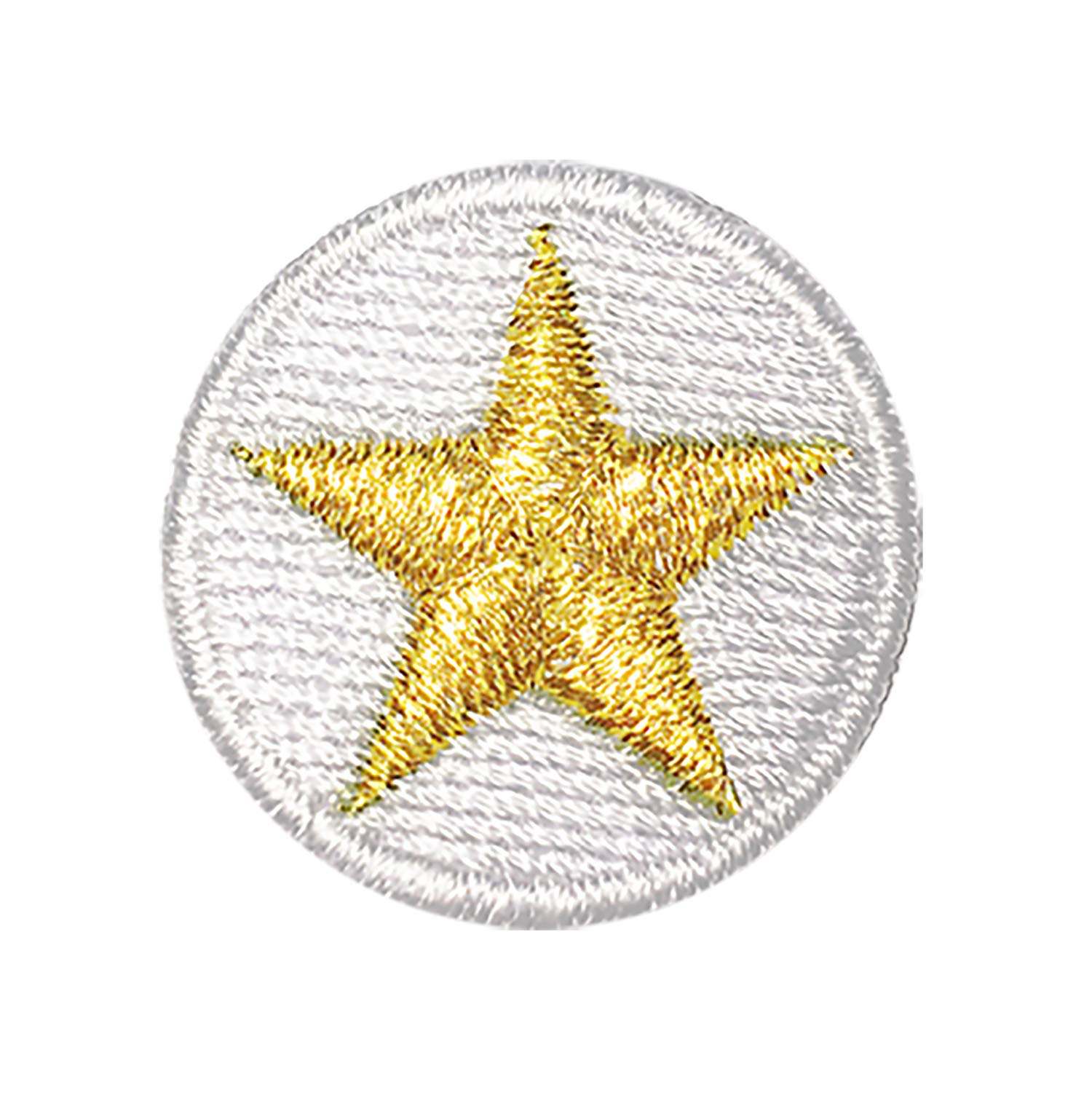 10 Pack 1'' Gold Star Iron On Embroidered Patches - Premium Gold & White Motivational Reward Badges for Scouts, Students & Teachers - Perfect for Uniforms, Jackets & Backpacks