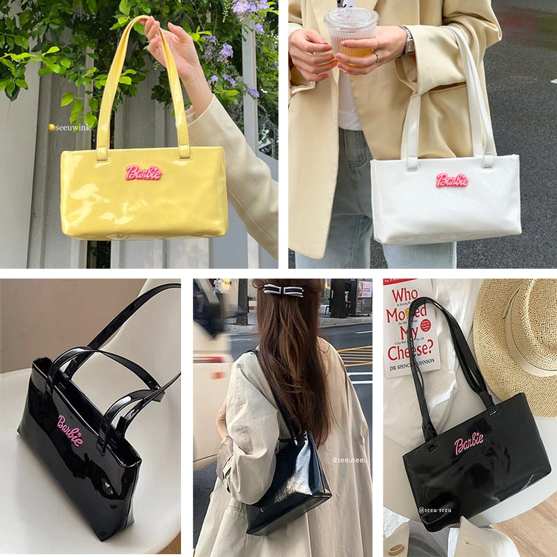 Barbie Girl Shiny Shoulder Bag - Trendy 2022 Designer Handbag for Women, Fashionable Underarm Baguette & Shopping Tote - Perfect for Parties, Dating & Daily Use