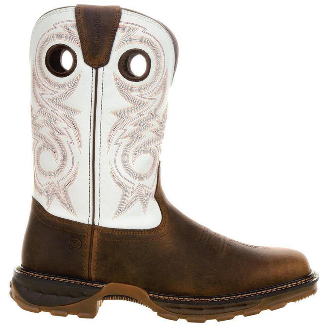 Maverick XP Waterproof Western Work Boots for Men - Durable Chocolate & White Cowboy Boots for Outdoor Work, Hiking & Ranch Activities