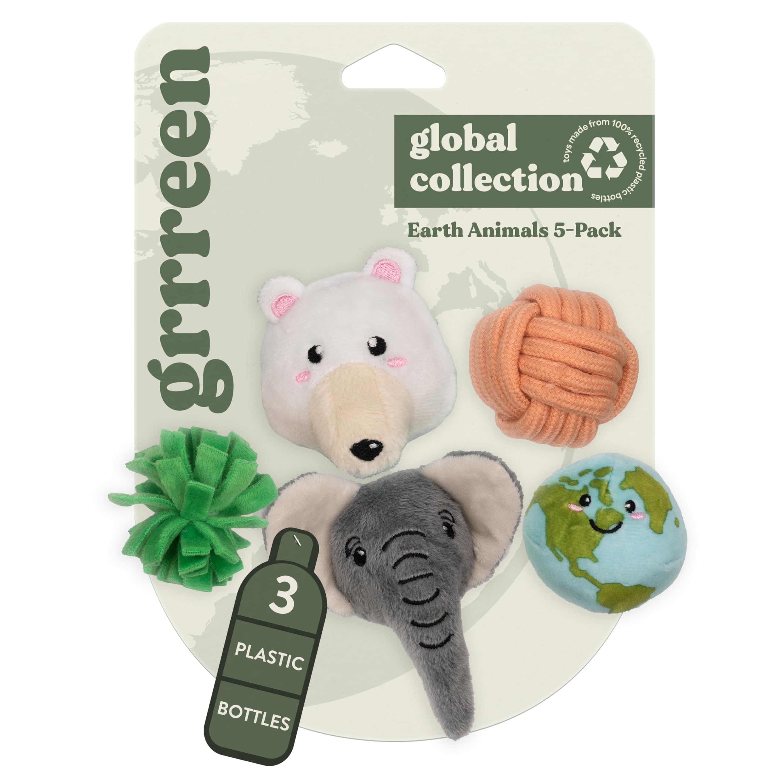 Premium Cat Toys 5-Pack - Eco-Friendly Interactive Plush Toys for Indoor Cats with 100% Recycled Materials | Cute Earth Animals Design | Perfect for Playtime, Training & Stress Relief