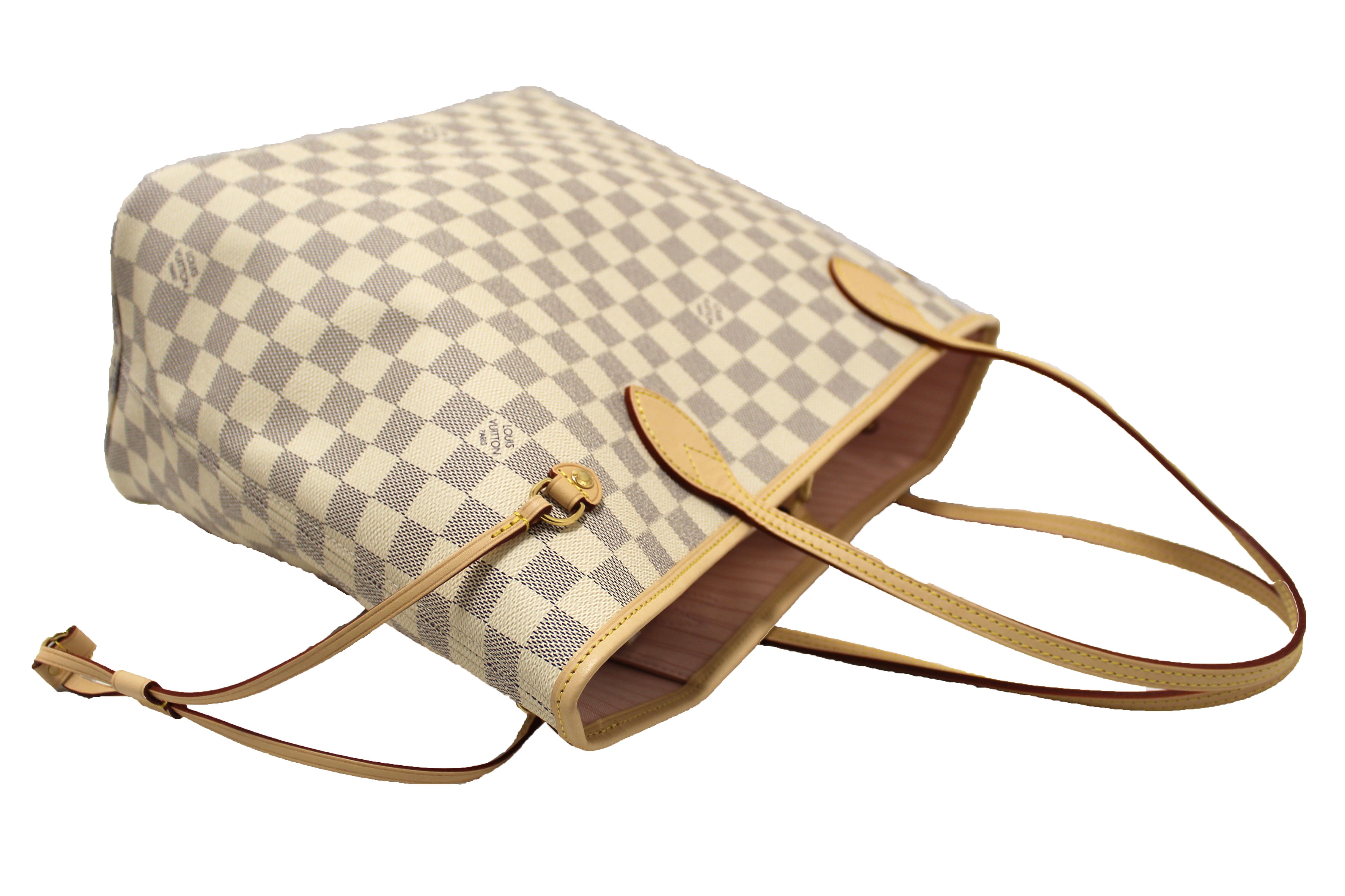 Authentic Louis Vuitton Damier Azur Neverfull MM Tote Bag - Luxury Designer Shoulder Bag for Women, Perfect for Work, Travel & Shopping