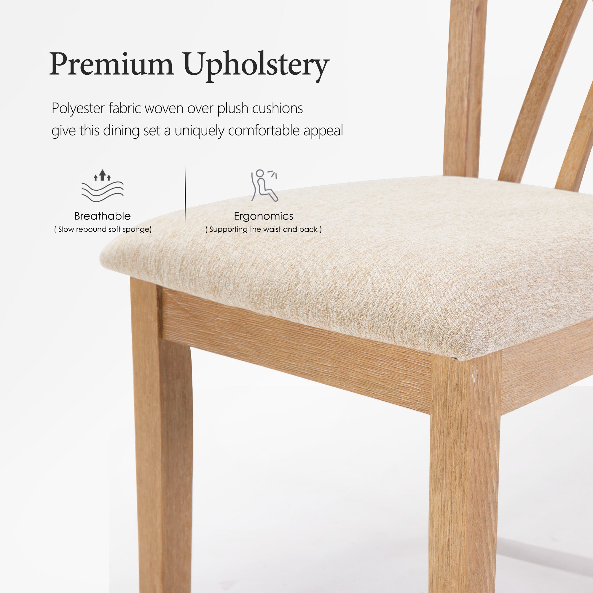 Modern 6-Piece Dining Table Set with Anti-Slip Chairs - 60